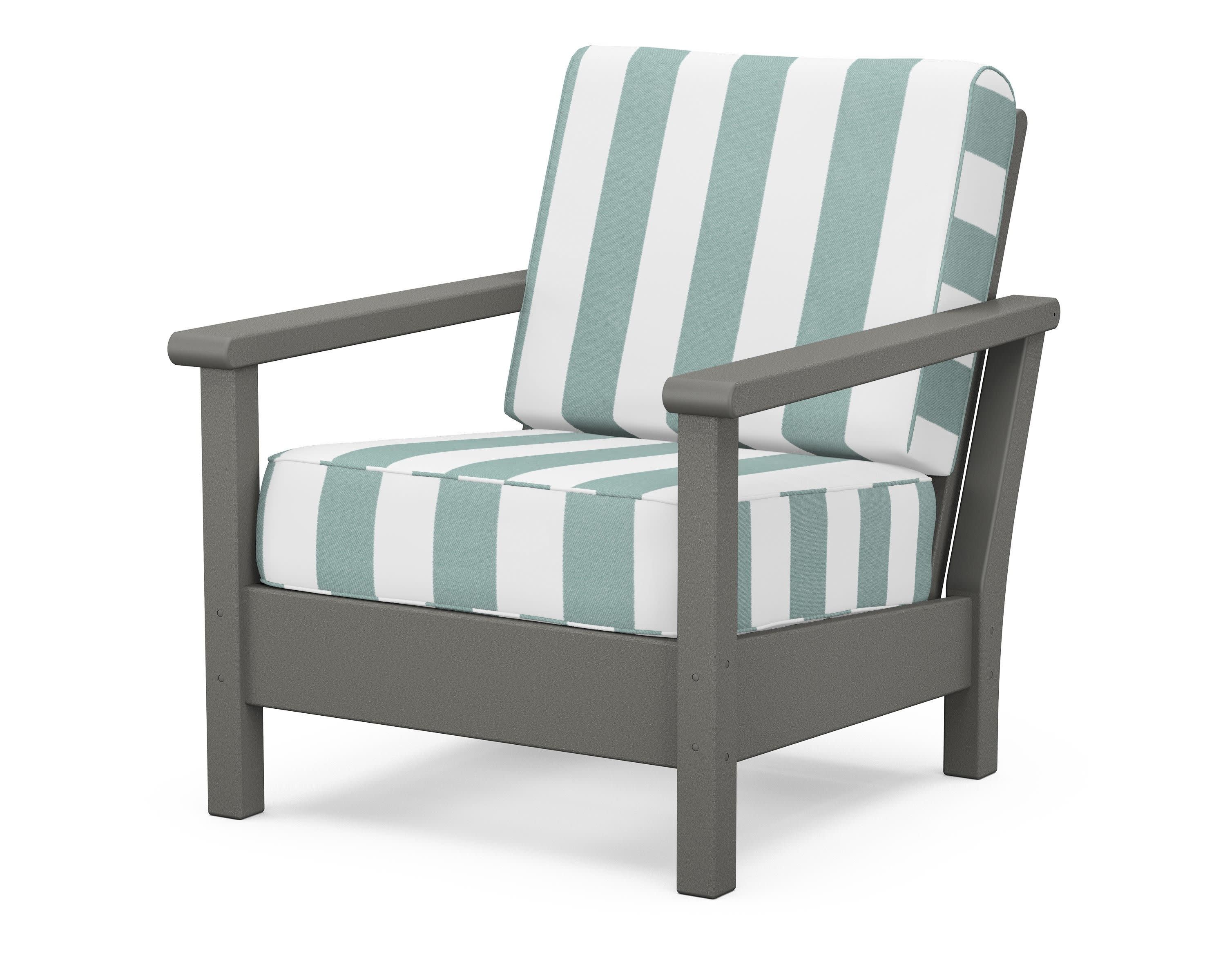 Harbour Deep Seating Chair in Slate Grey / Cabana Stripe Glacier Spa
