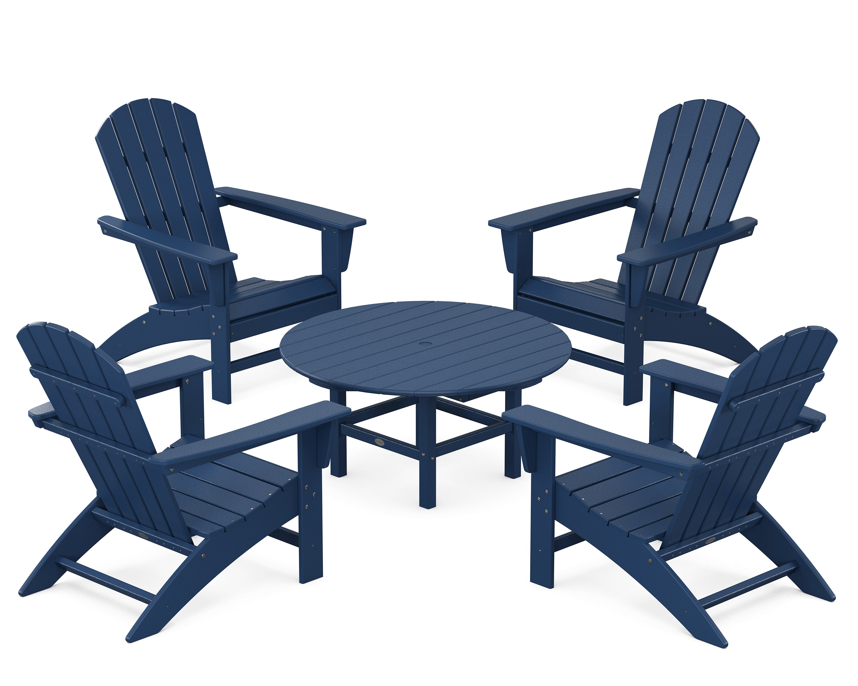 Nautical 5-Piece Adirondack Chair Conversation Set in Navy
