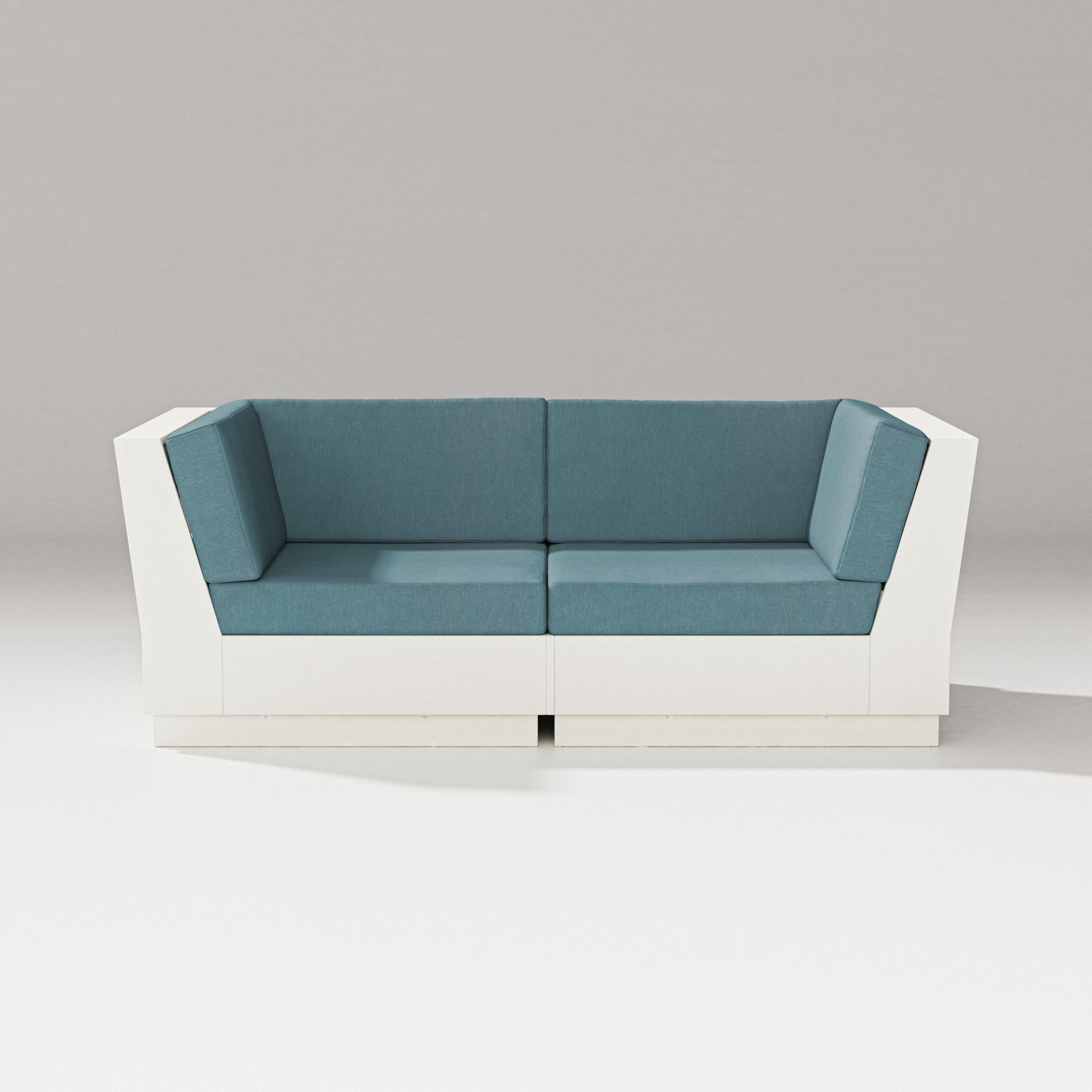 Elevate Loveseat Sectional in Vintage White / Ocean Teal