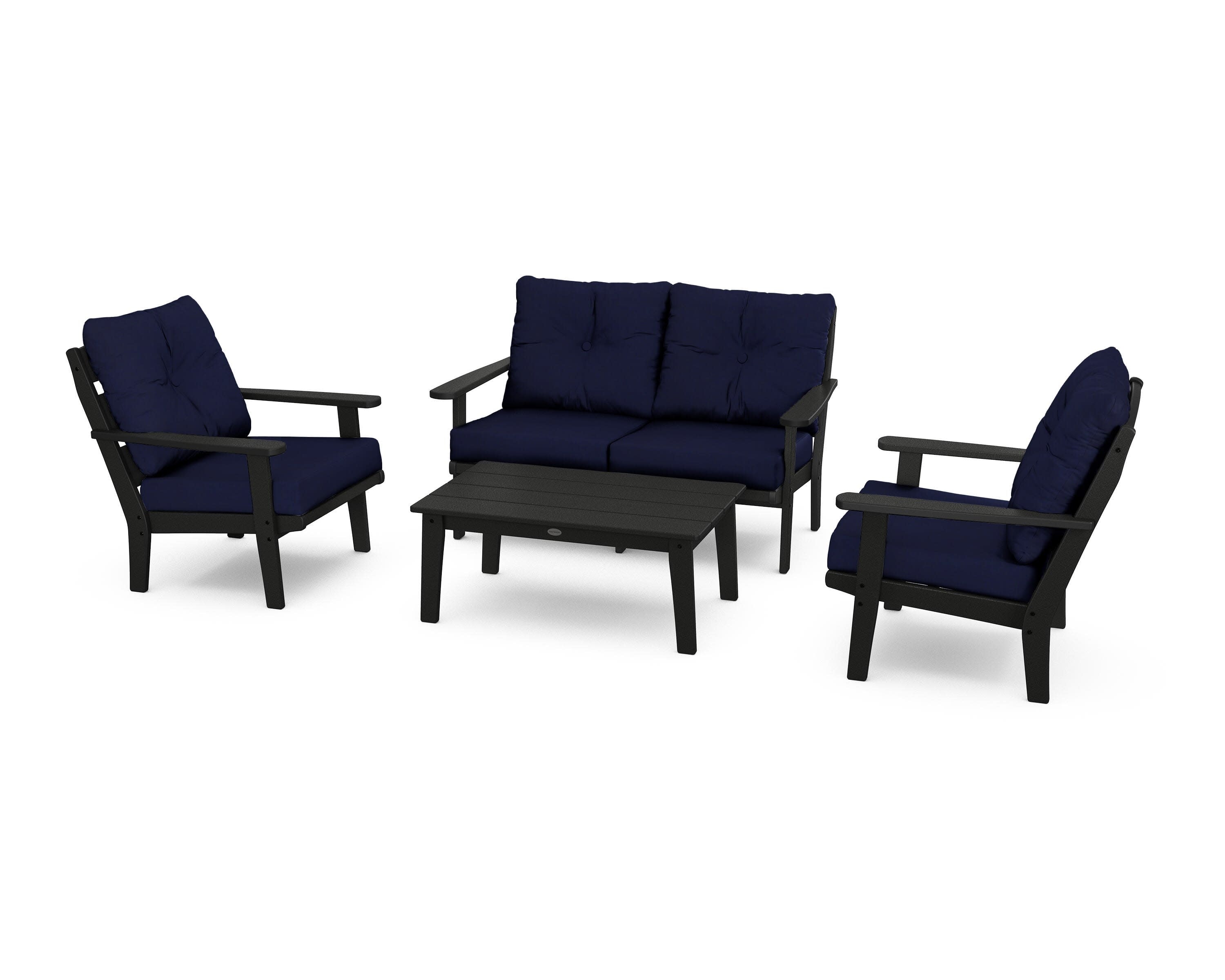 Lakeside 4-Piece Deep Seating Set in Black / Navy