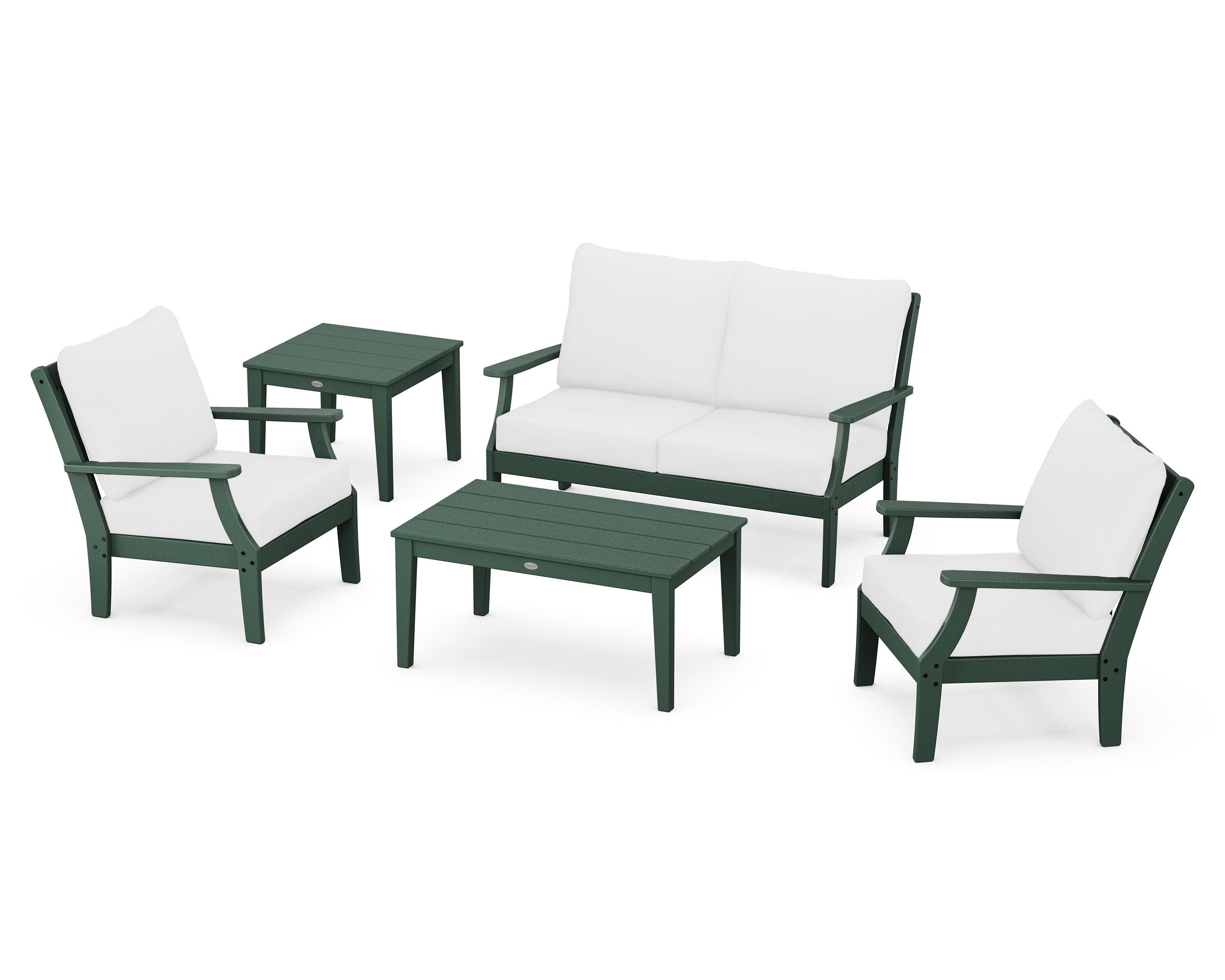 Braxton 5-Piece Deep Seating Set in Green / Natural