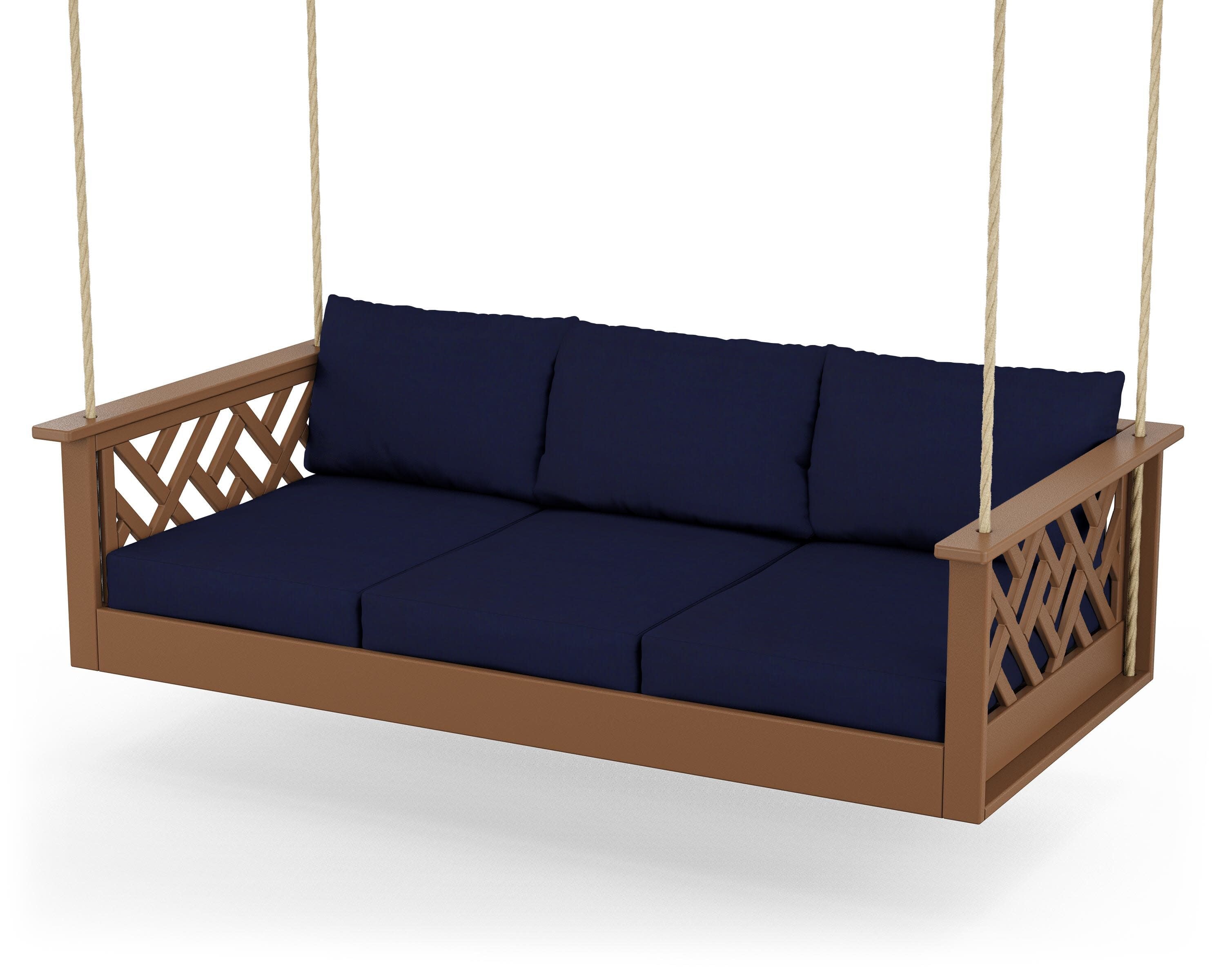 Chippendale Daybed Swing in Teak / Navy