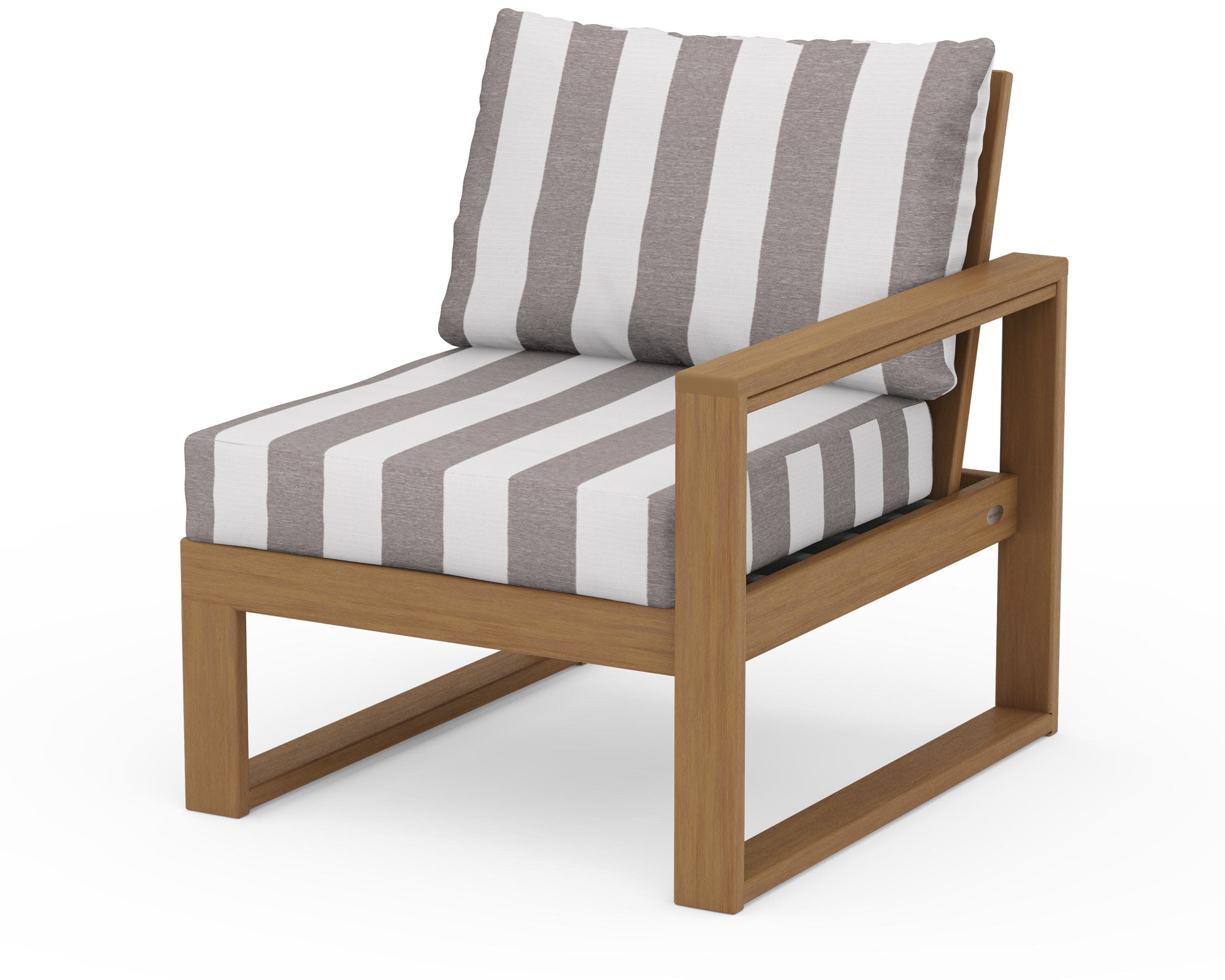 EDGE Modular Right Arm Chair in Natural / Cabana Stripe Grey Mist
