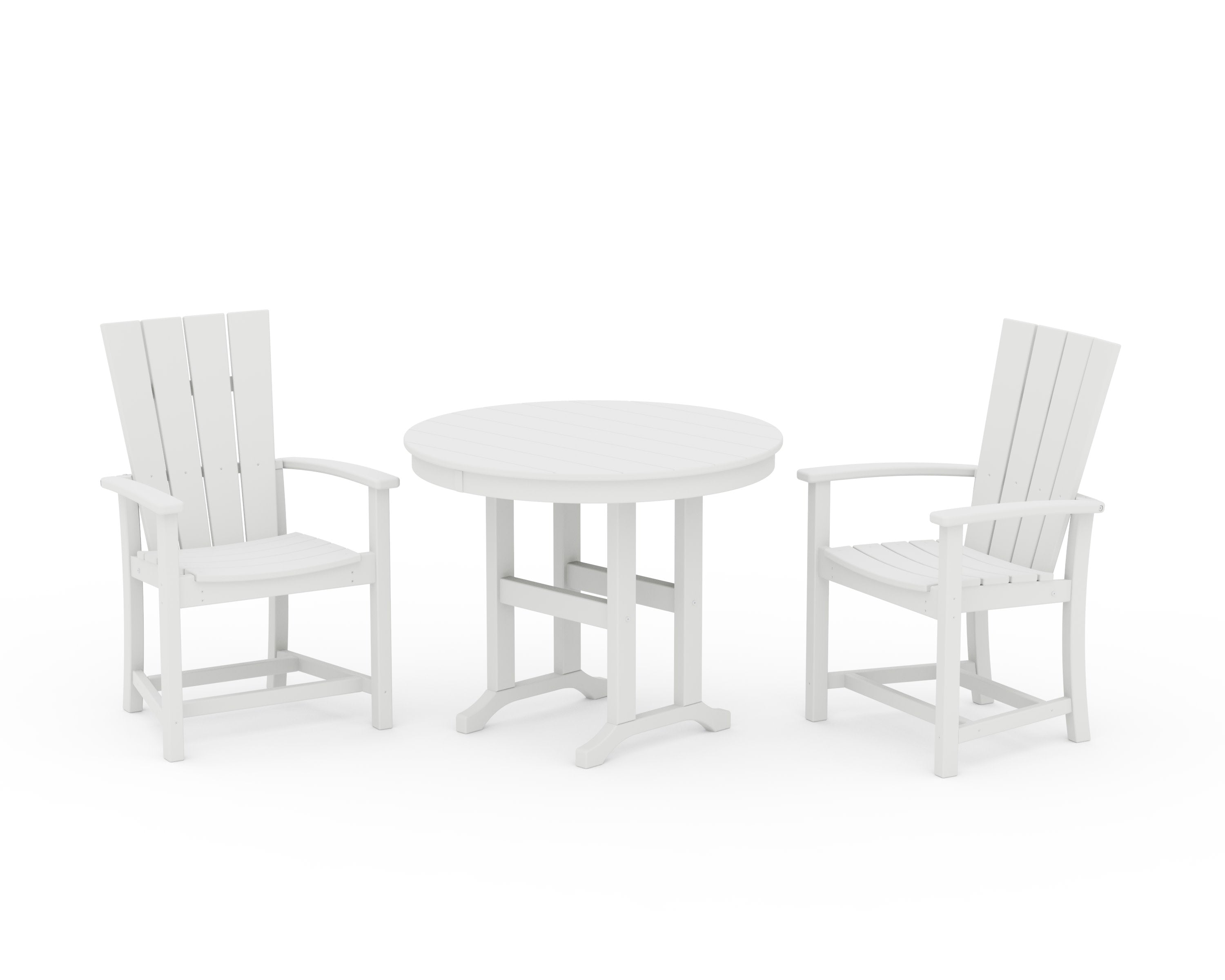 Quattro 3-Piece Round Farmhouse Dining Set in White