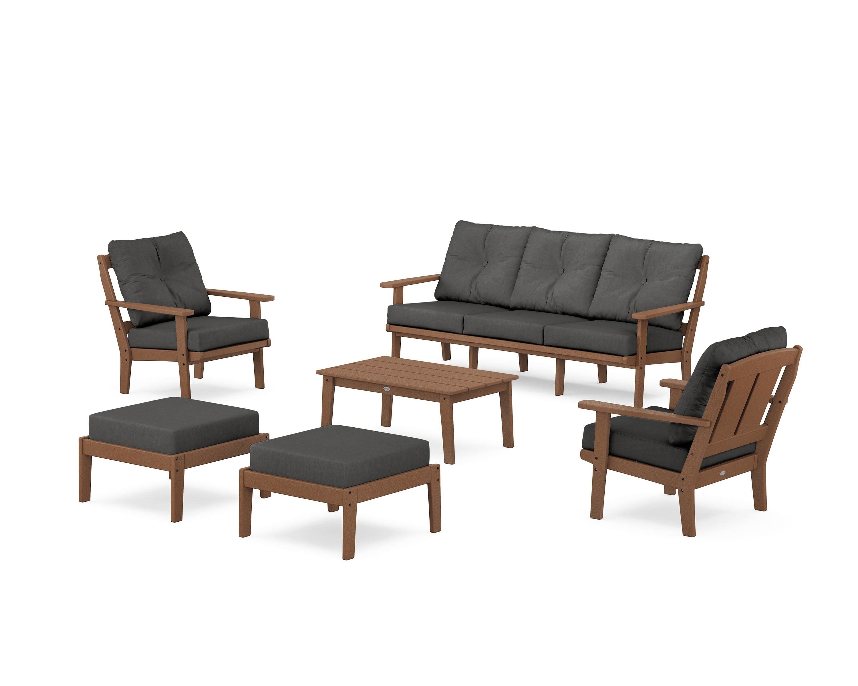 Mission 6-Piece Lounge Sofa Set in Teak / Spectrum Carbon