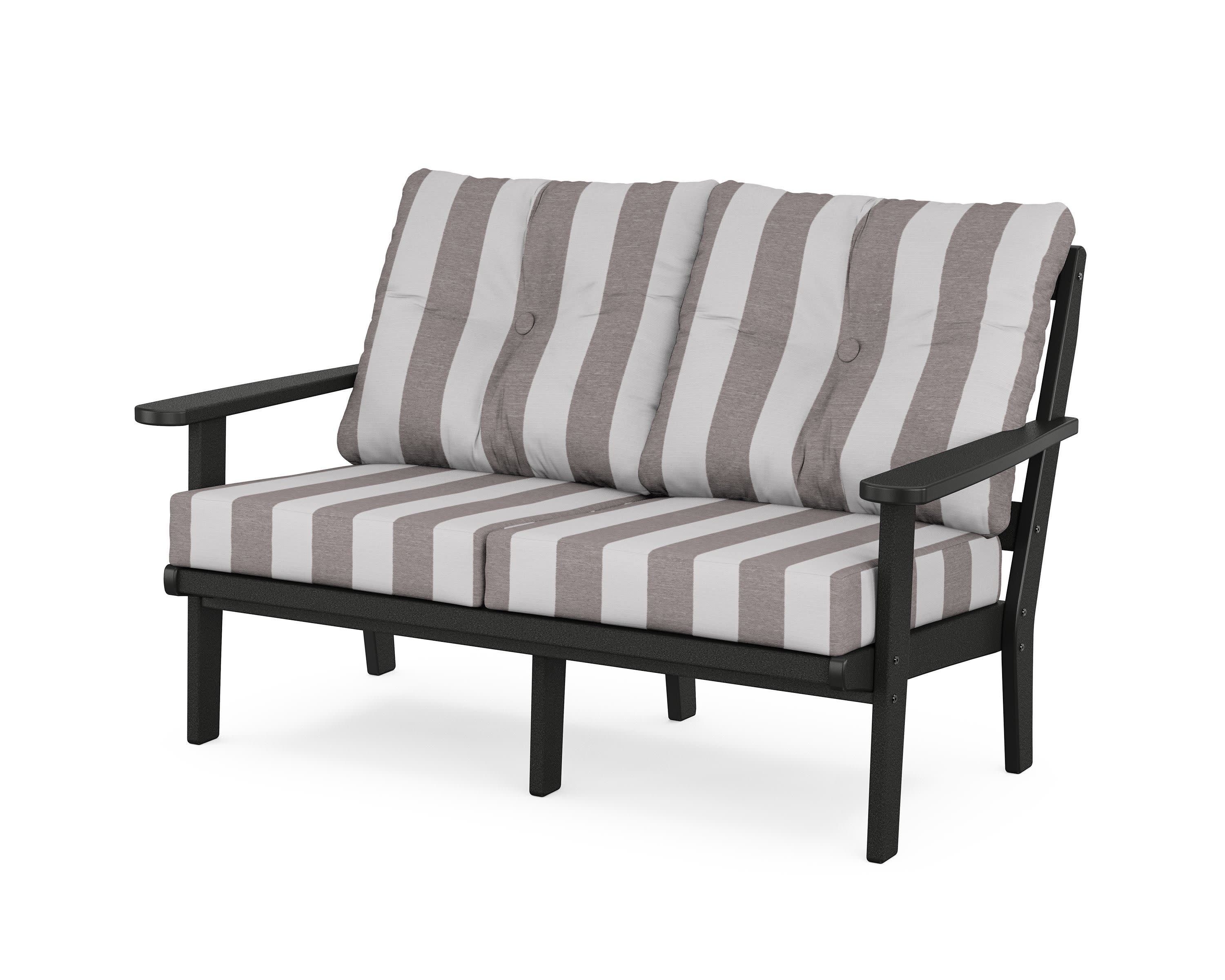 Mission Deep SeatingLoveseat in Black / Cabana Stripe Grey Mist