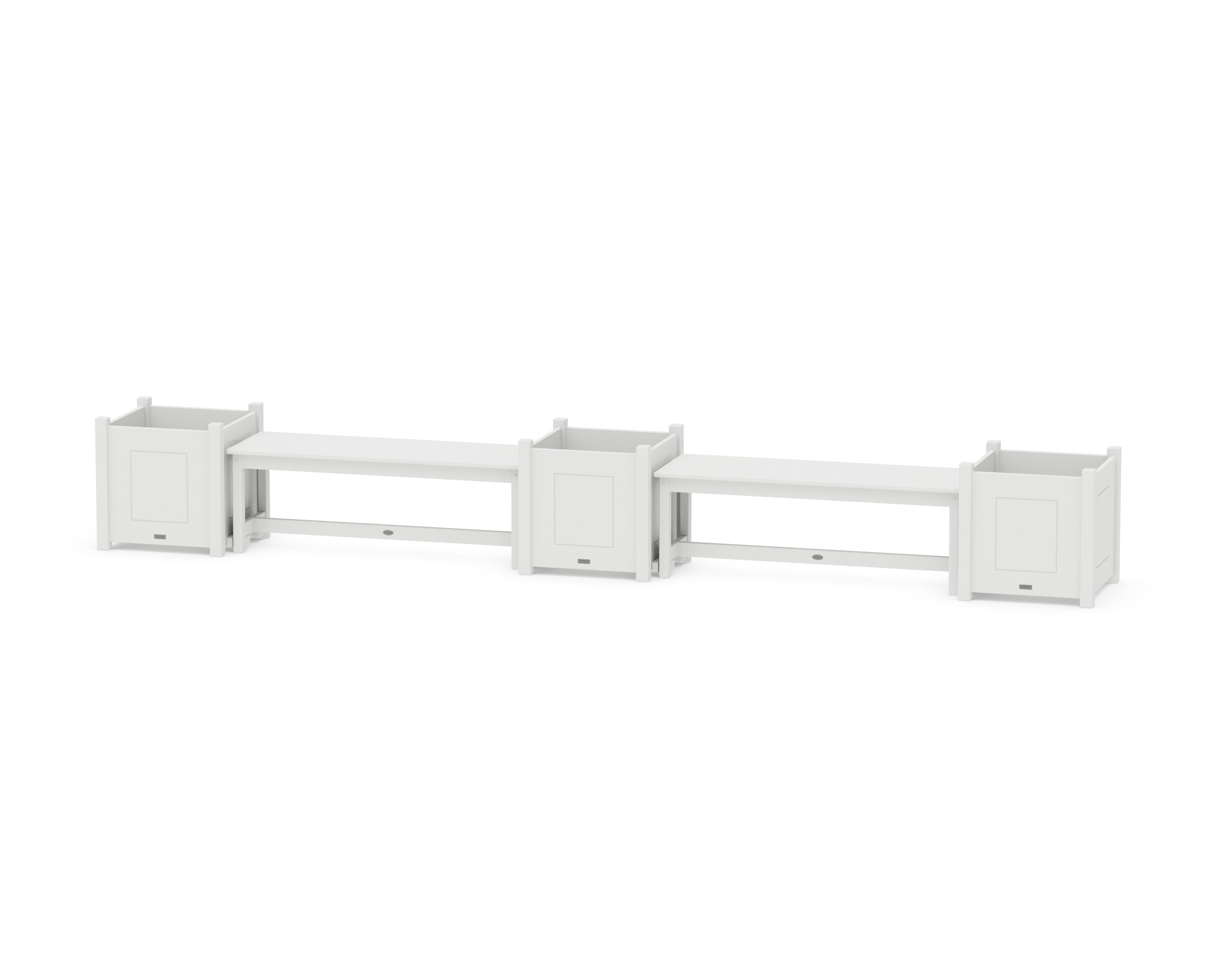48" Country Living Straight Double Planter Bench Set - Large in White