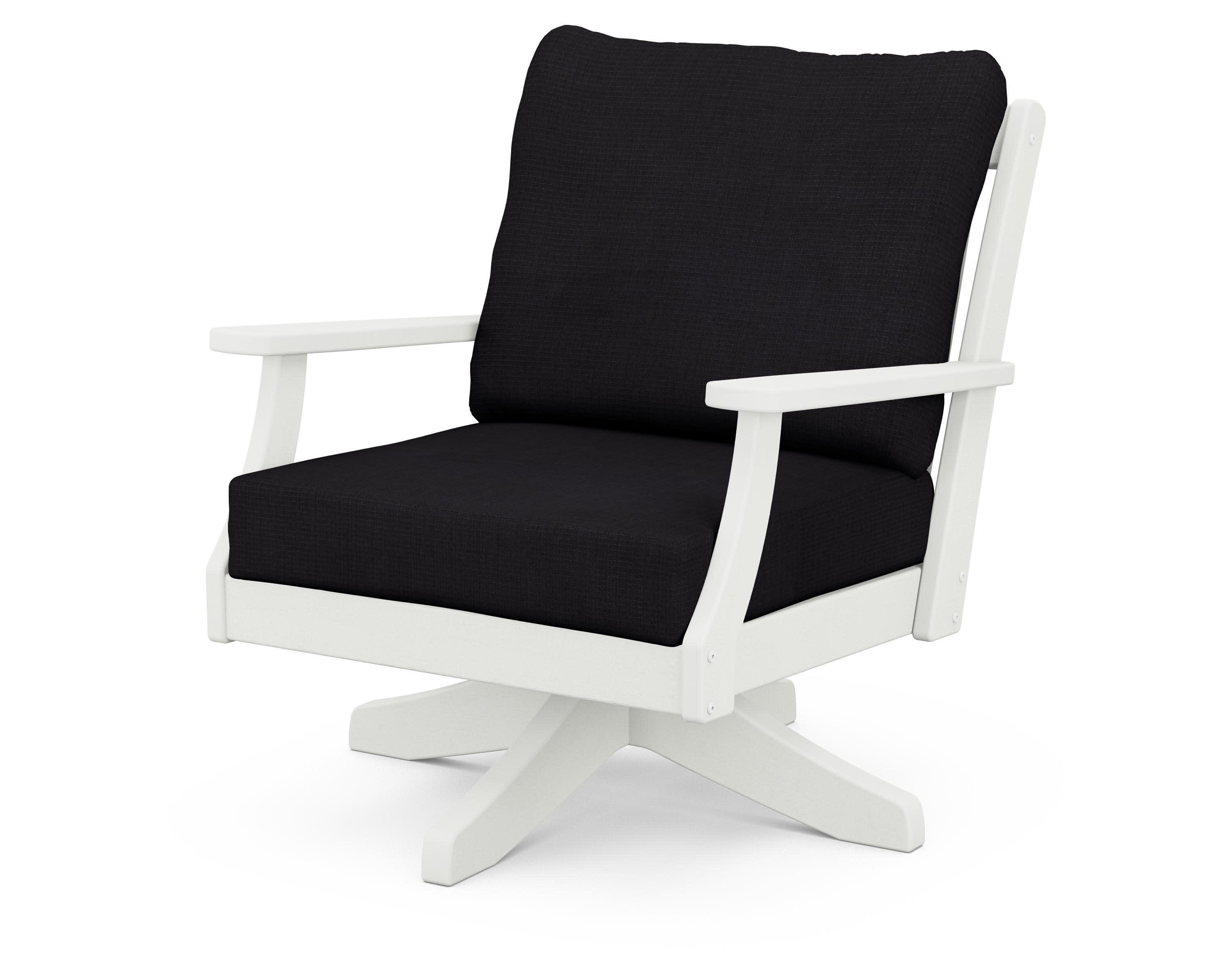 Braxton Deep Seating Swivel Chair in Vintage White / Midnight Linen