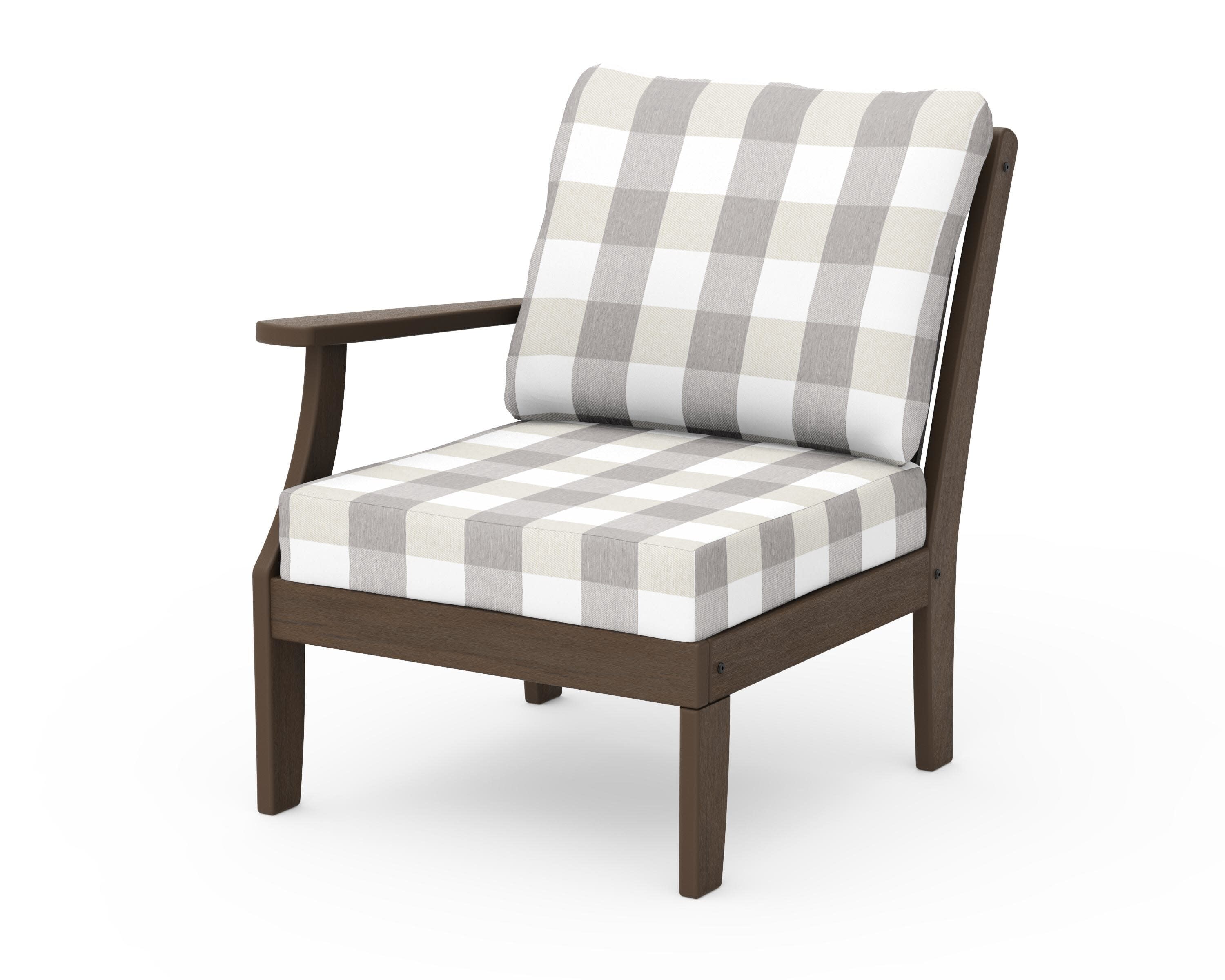 Braxton Modular Left Arm Chair in Kona / Buffalo Plaid Grey Mist