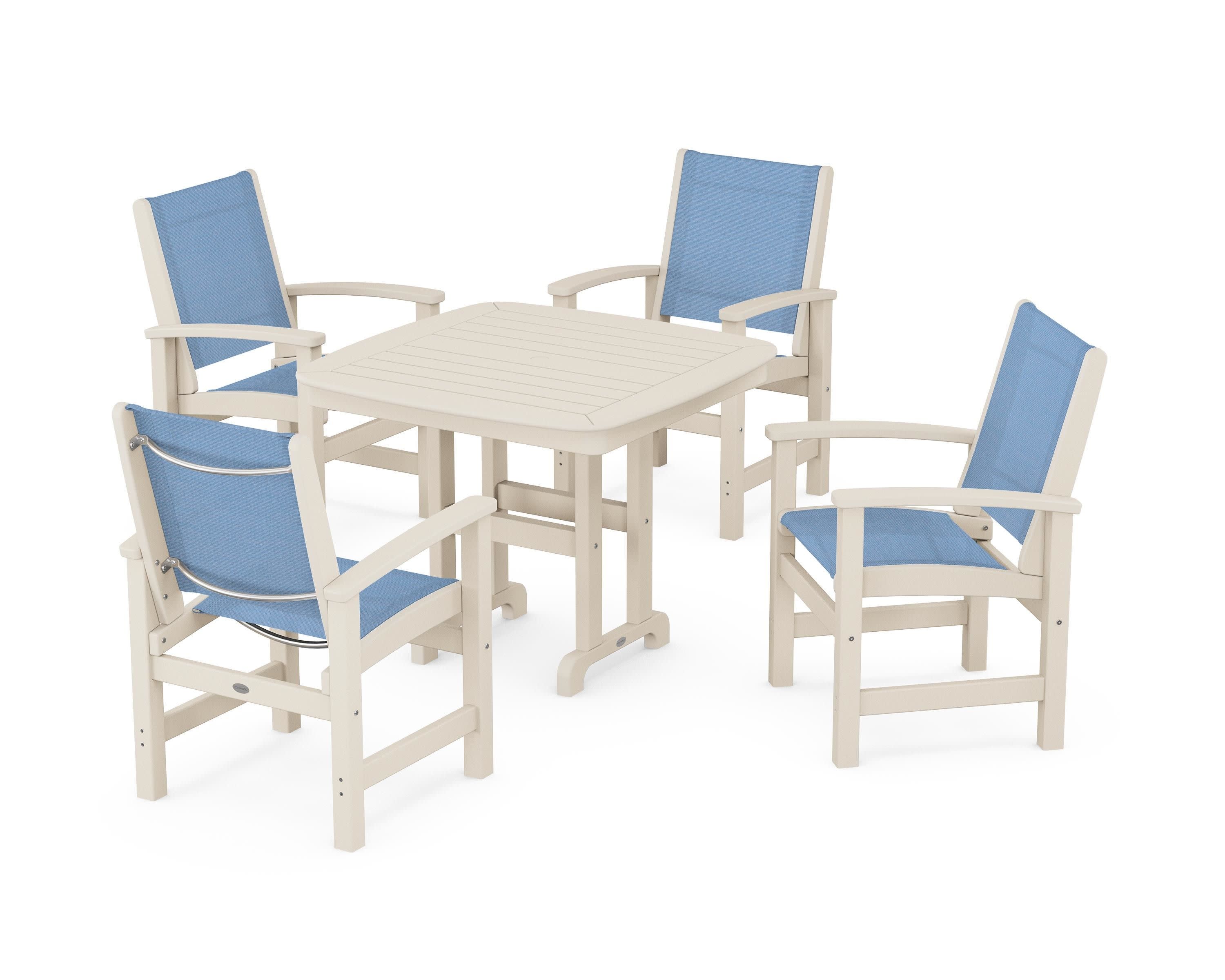 Coastal 5-Piece Dining Set in Sand / Poolside Sling