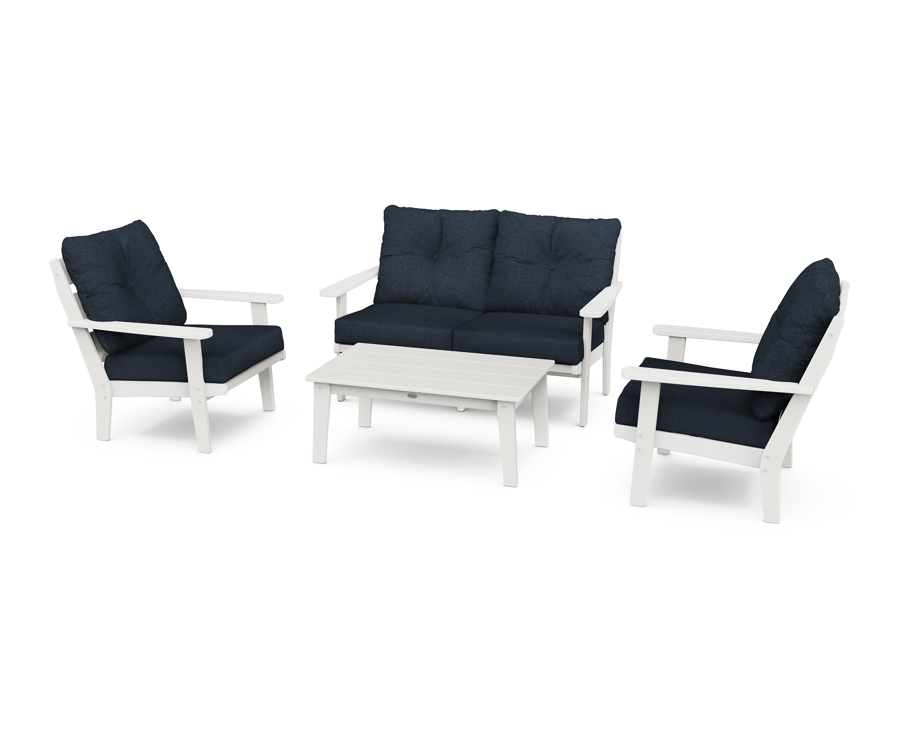 Lakeside 4-Piece Deep Seating Set in Vintage White / Marine Indigo