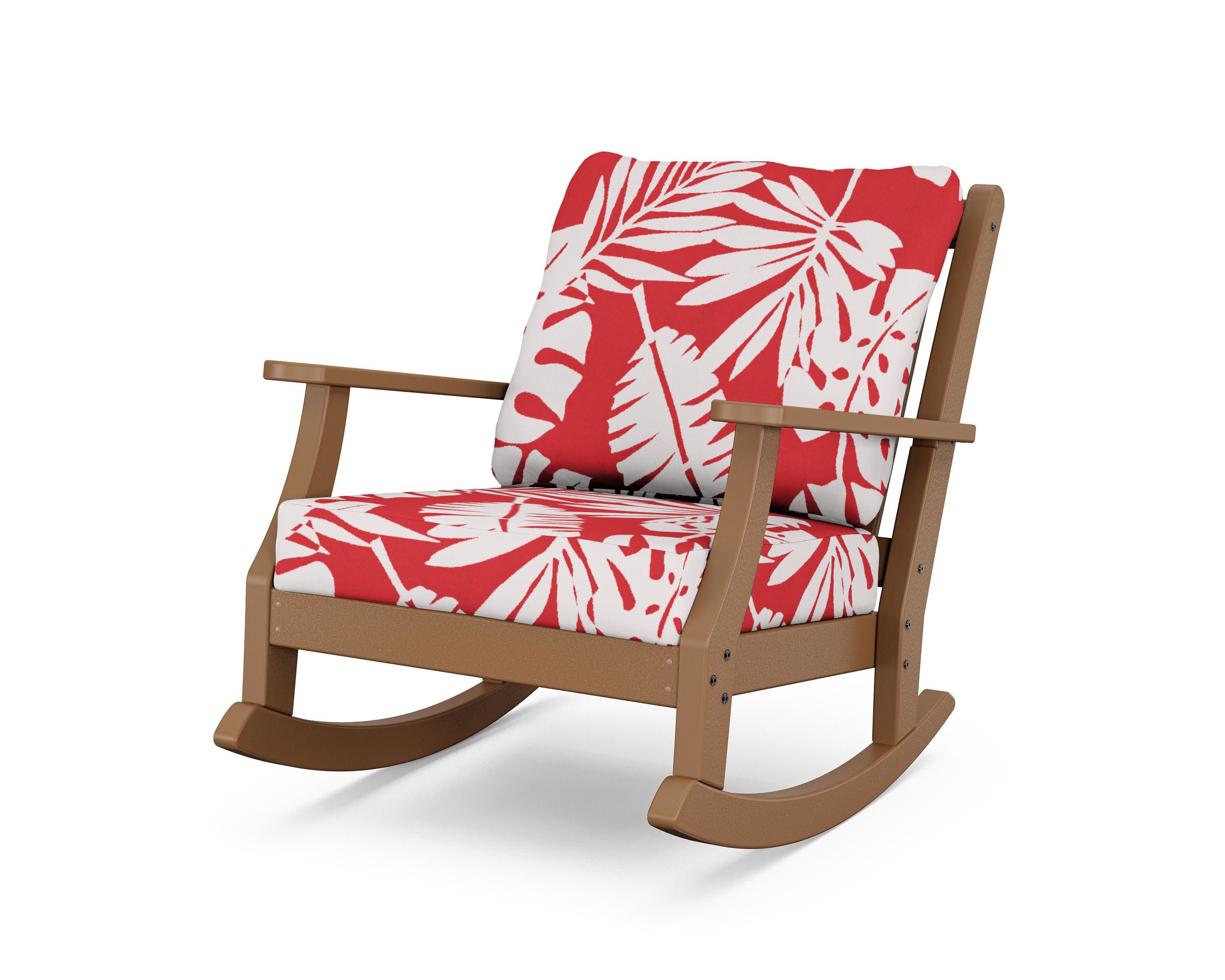 Wovendale Deep Seating Rocking Chair in Teak / Leaf Crimson