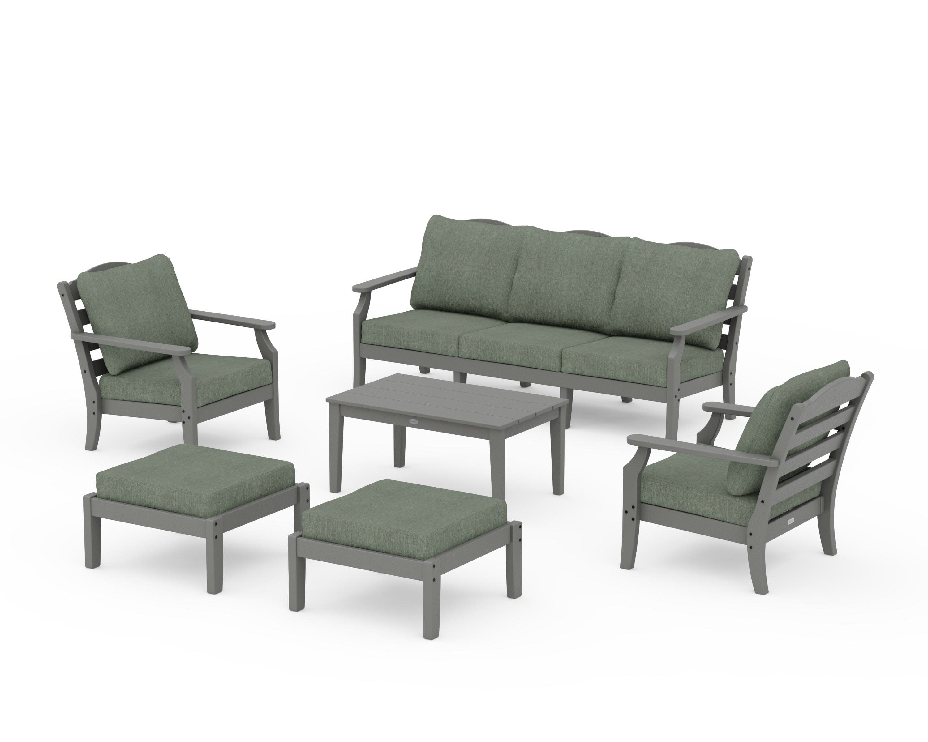 Savannah 6-Piece Lounge Sofa Set in Slate Grey / Cast Sage