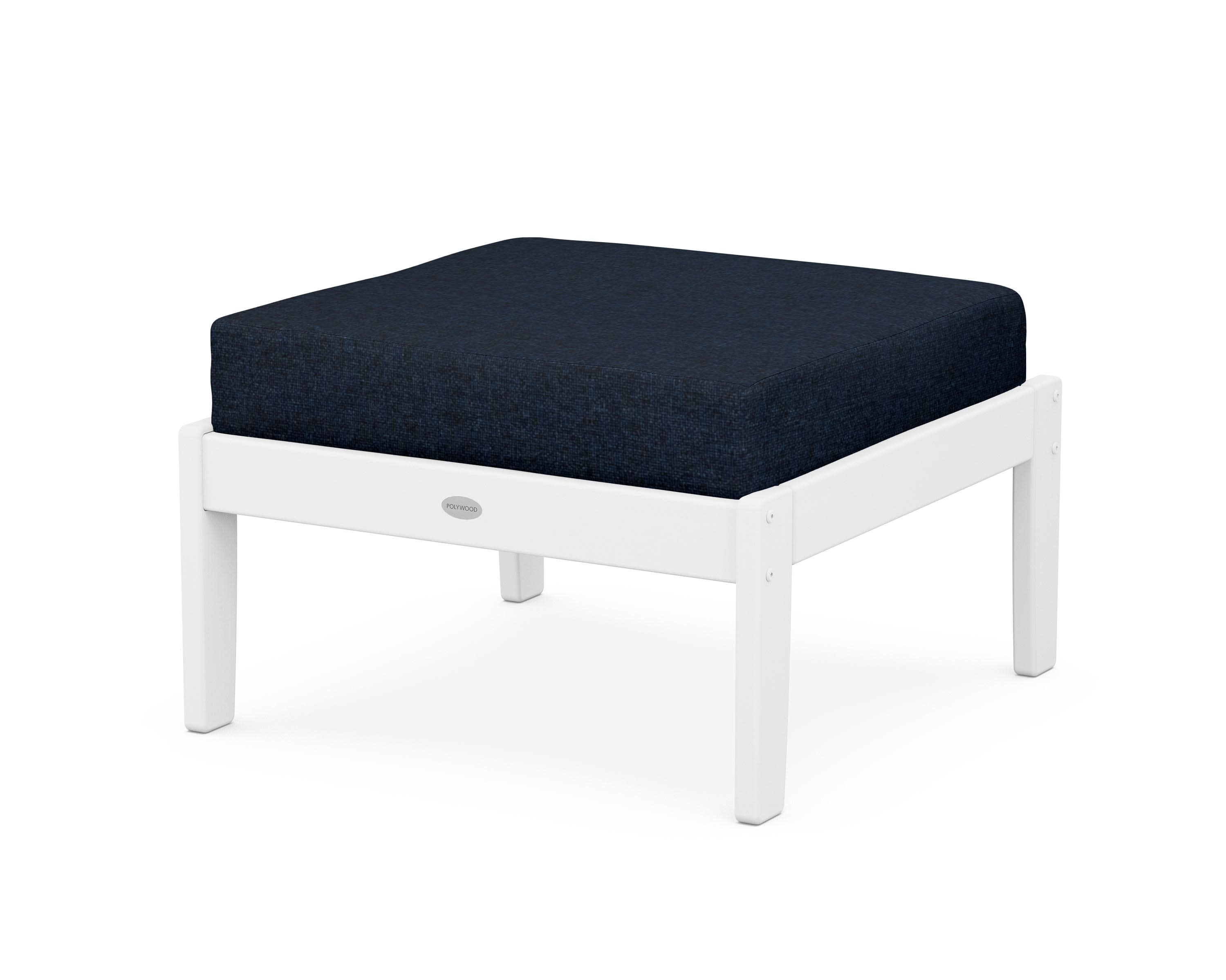 Braxton Deep Seating Ottoman in White / Marine Indigo