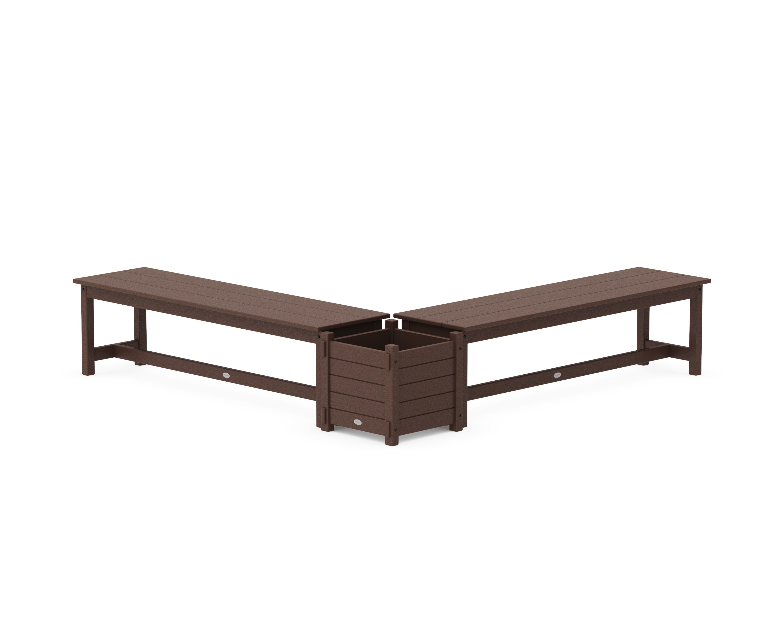 60" Nautical L- Shaped Planter Bench Set in Mahogany