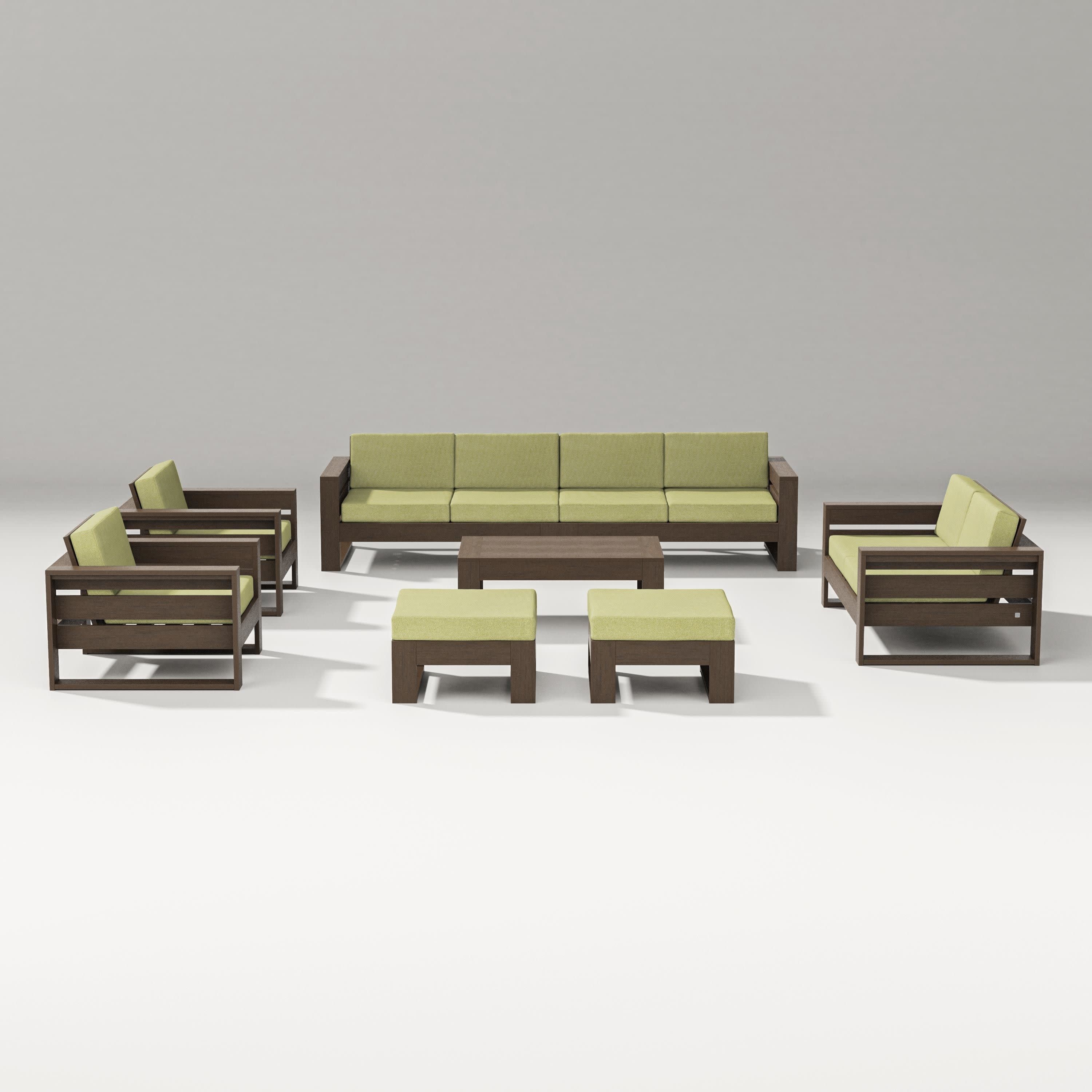 Latitude 8-Piece Lounge Sofa Set in Kona / Chartreuse Boucle