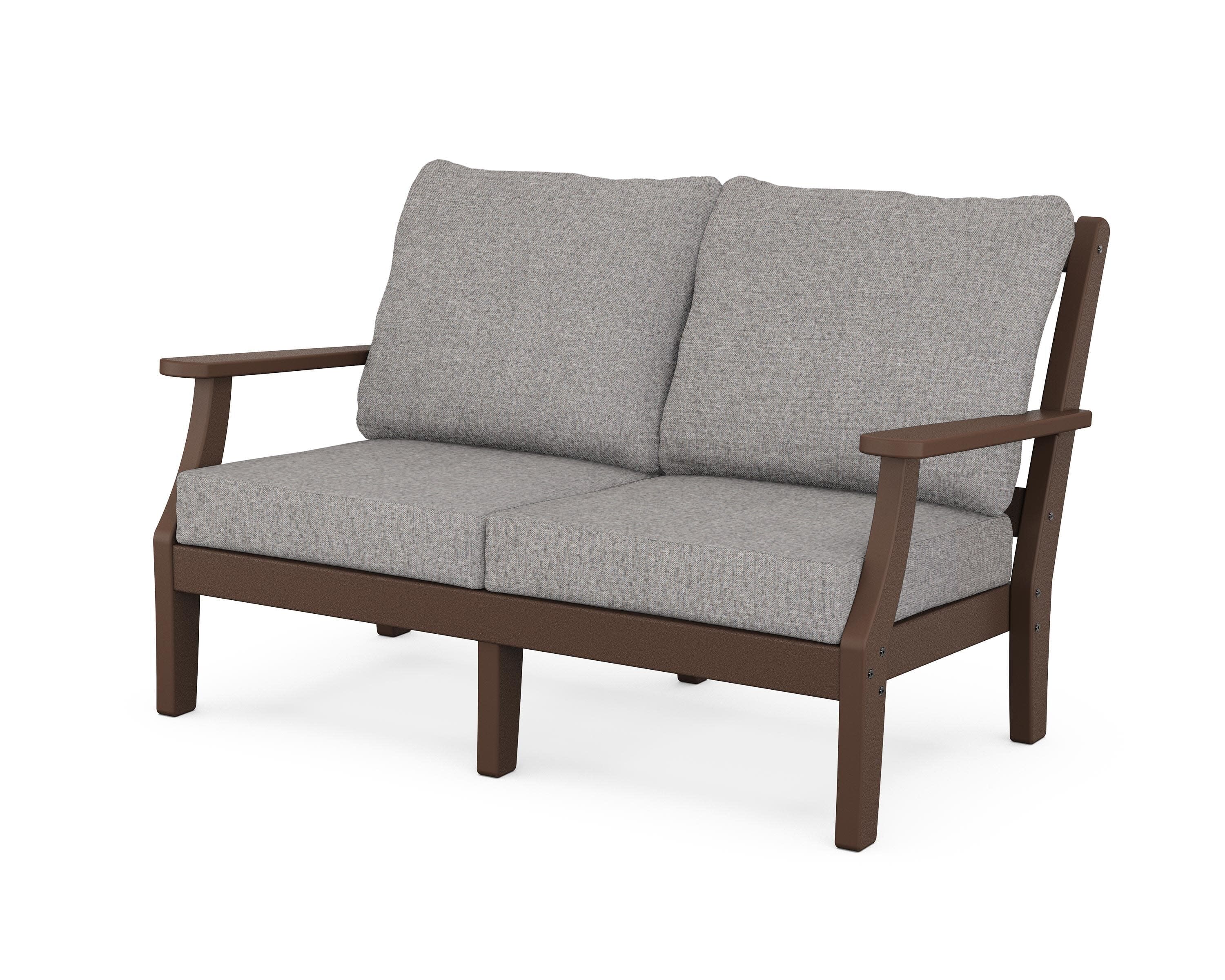 Chinoiserie Deep Seating Loveseat in Mahogany / Grey Mist