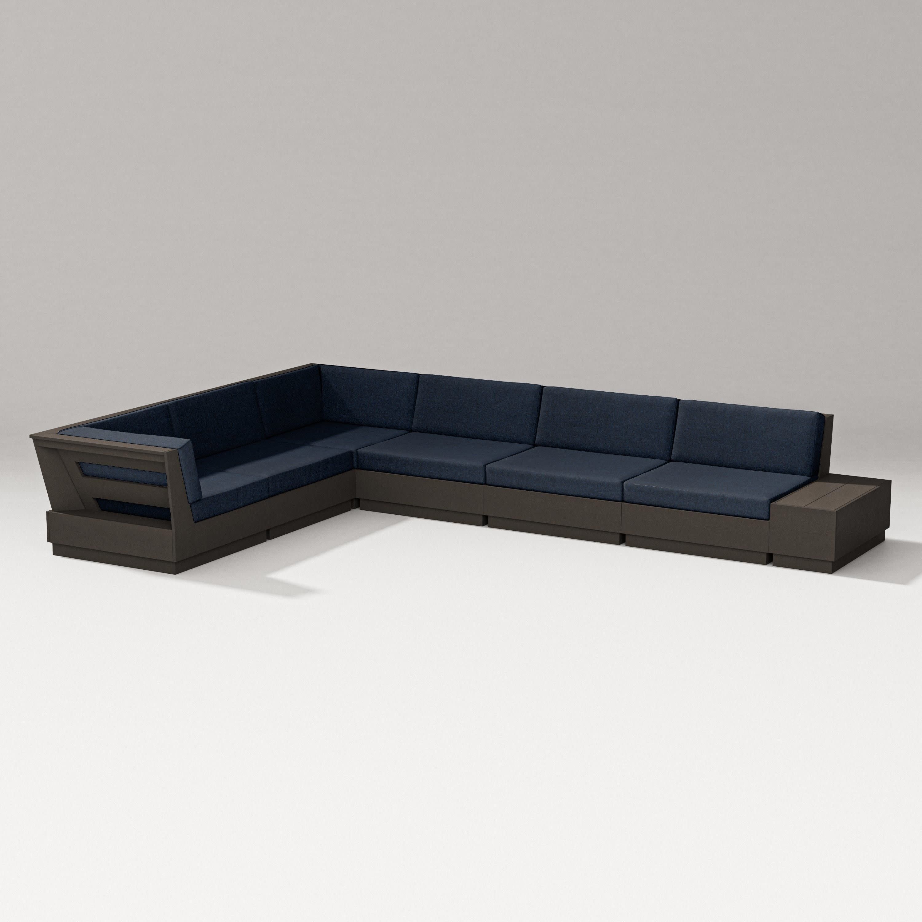 Elevate 7-Piece Corner Sectional in Vintage Coffee / Marine Indigo