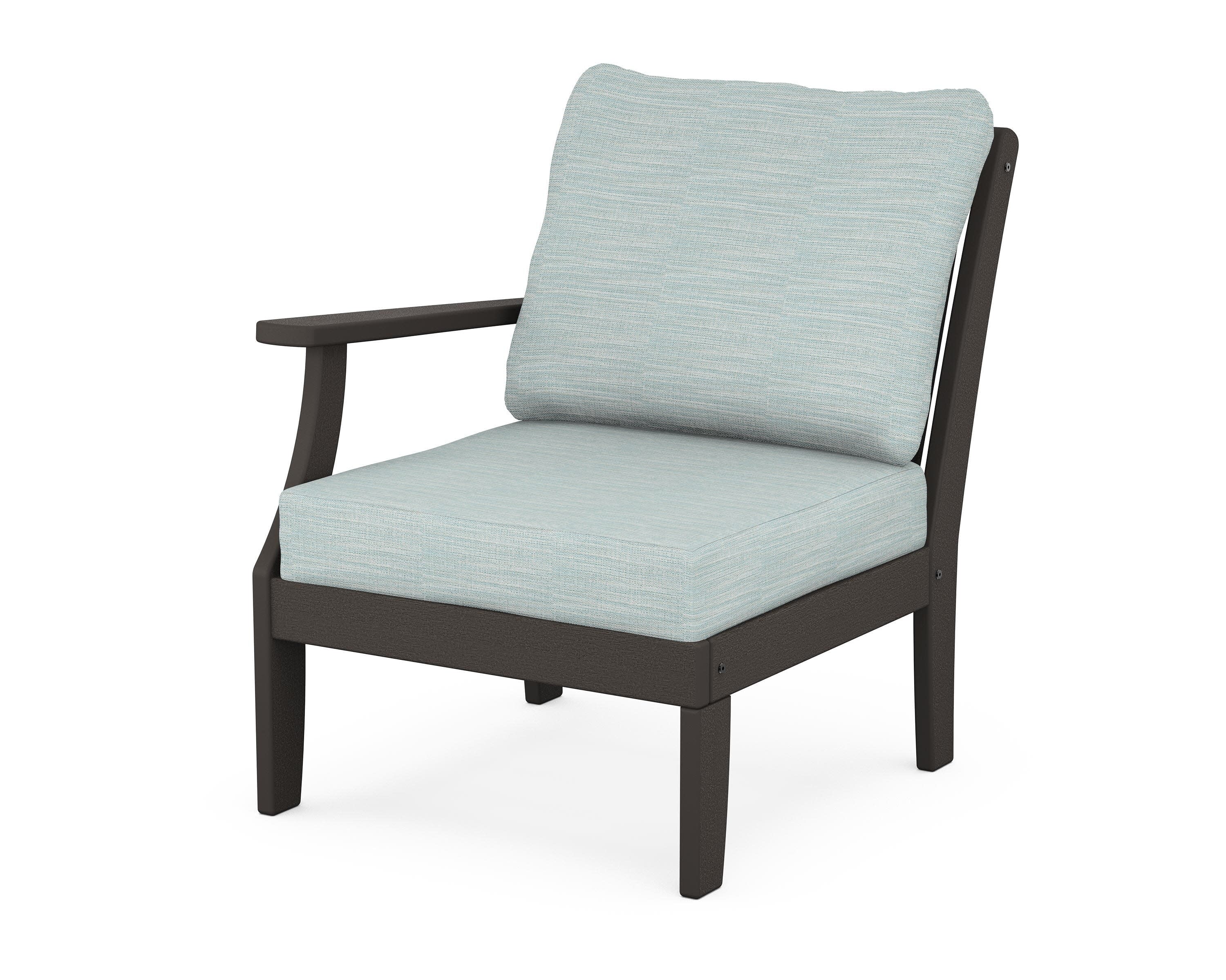Braxton Modular Left Arm Chair in Vintage Coffee / Soothe Mist