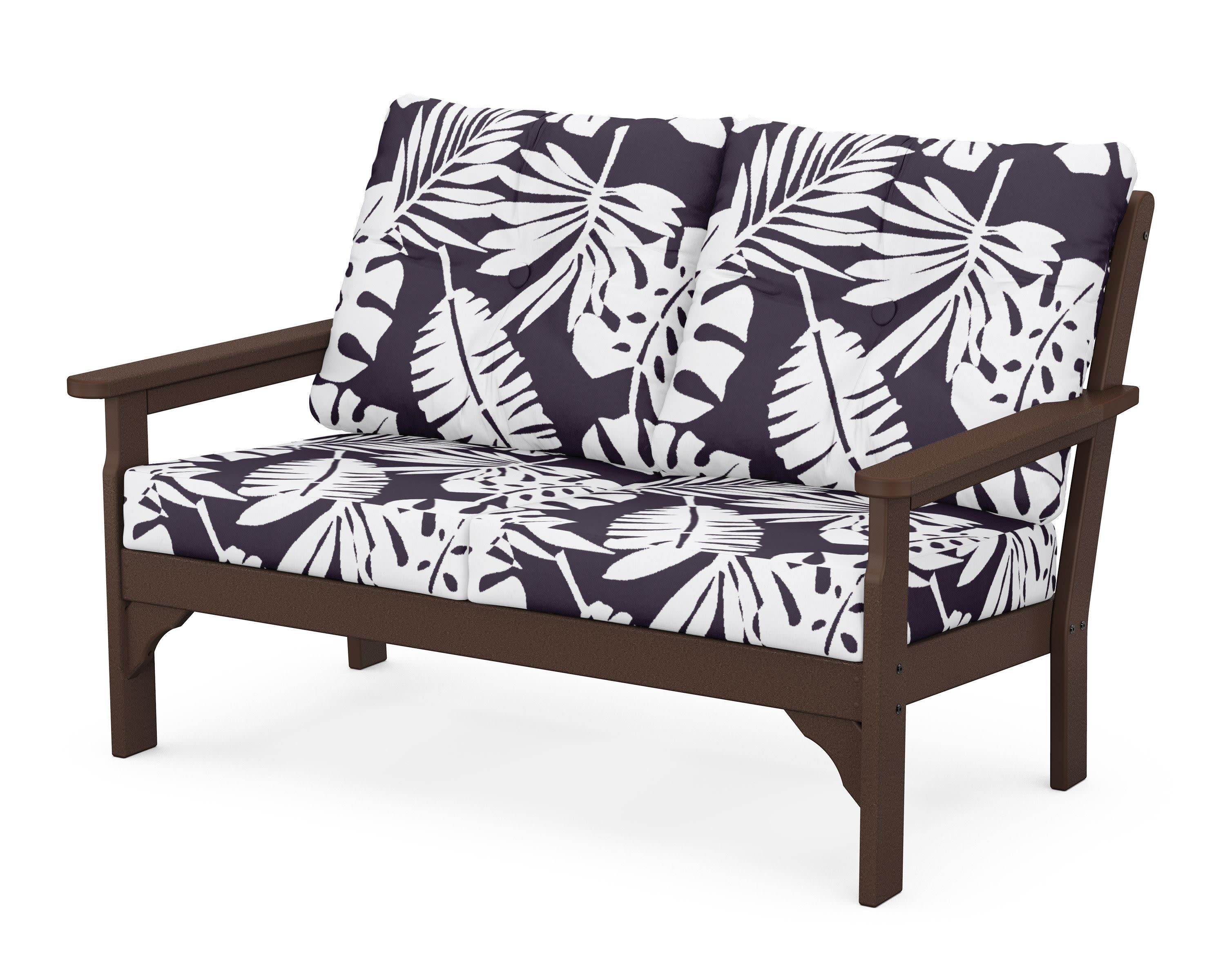 Vineyard Deep Seating Loveseat in Mahogany / Leaf Navy