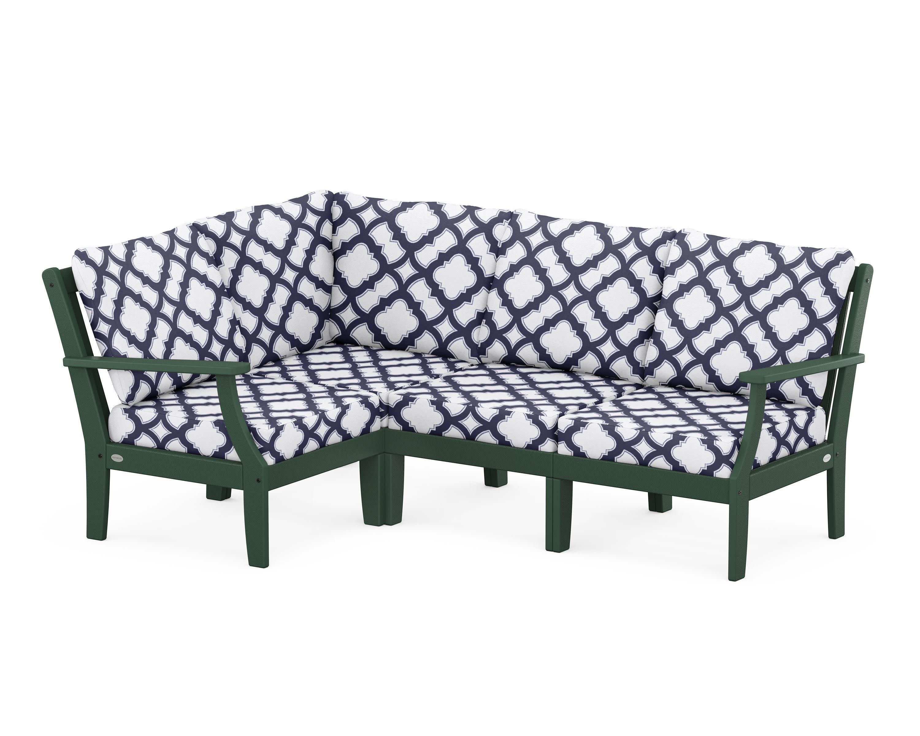 Braxton Modular 4-Piece Deep Seating Set in Green / Trellis Navy
