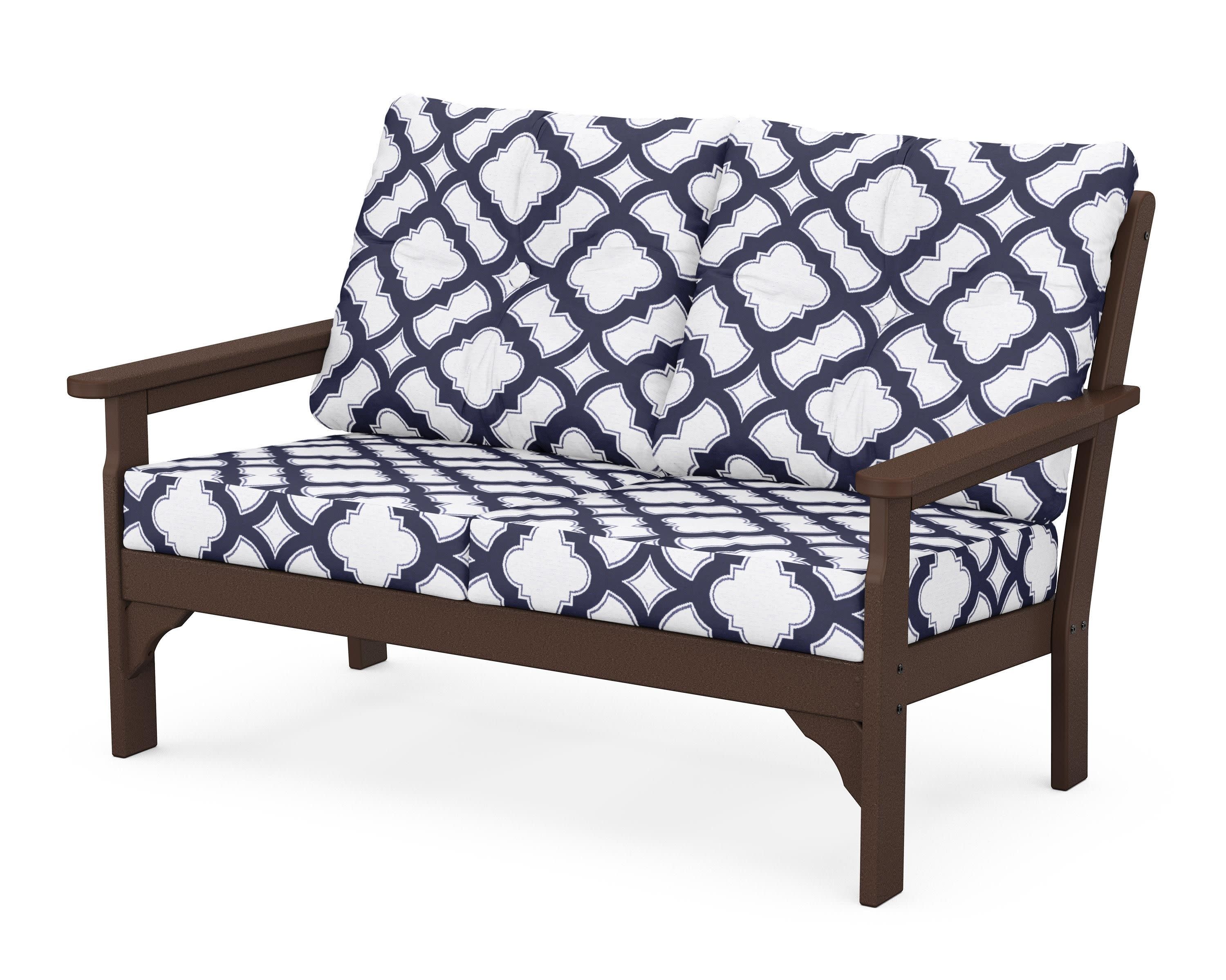 Vineyard Deep Seating Loveseat in Mahogany / Trellis Navy