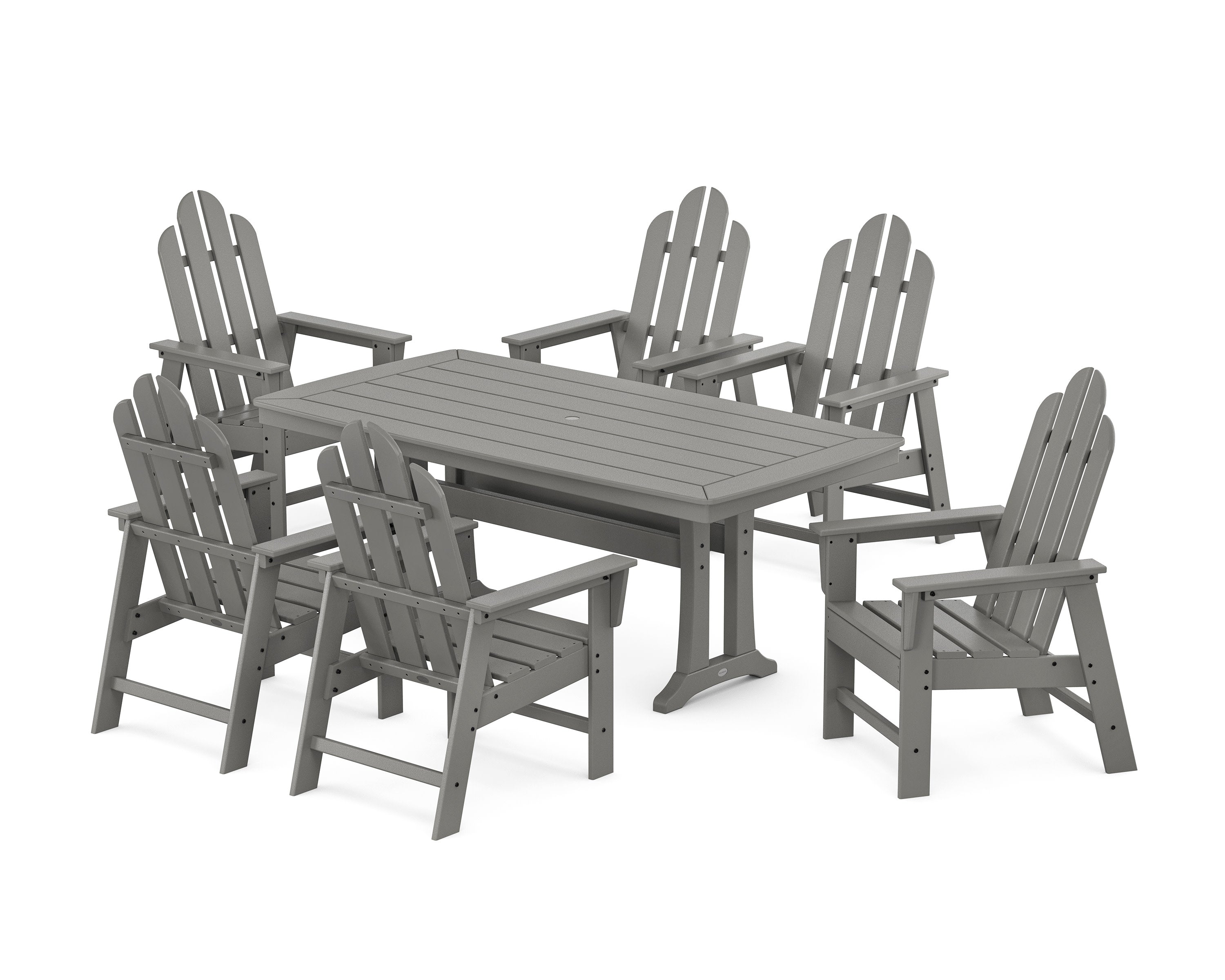 Long Island 7-Piece Dining Set with Trestle Legs in Slate Grey