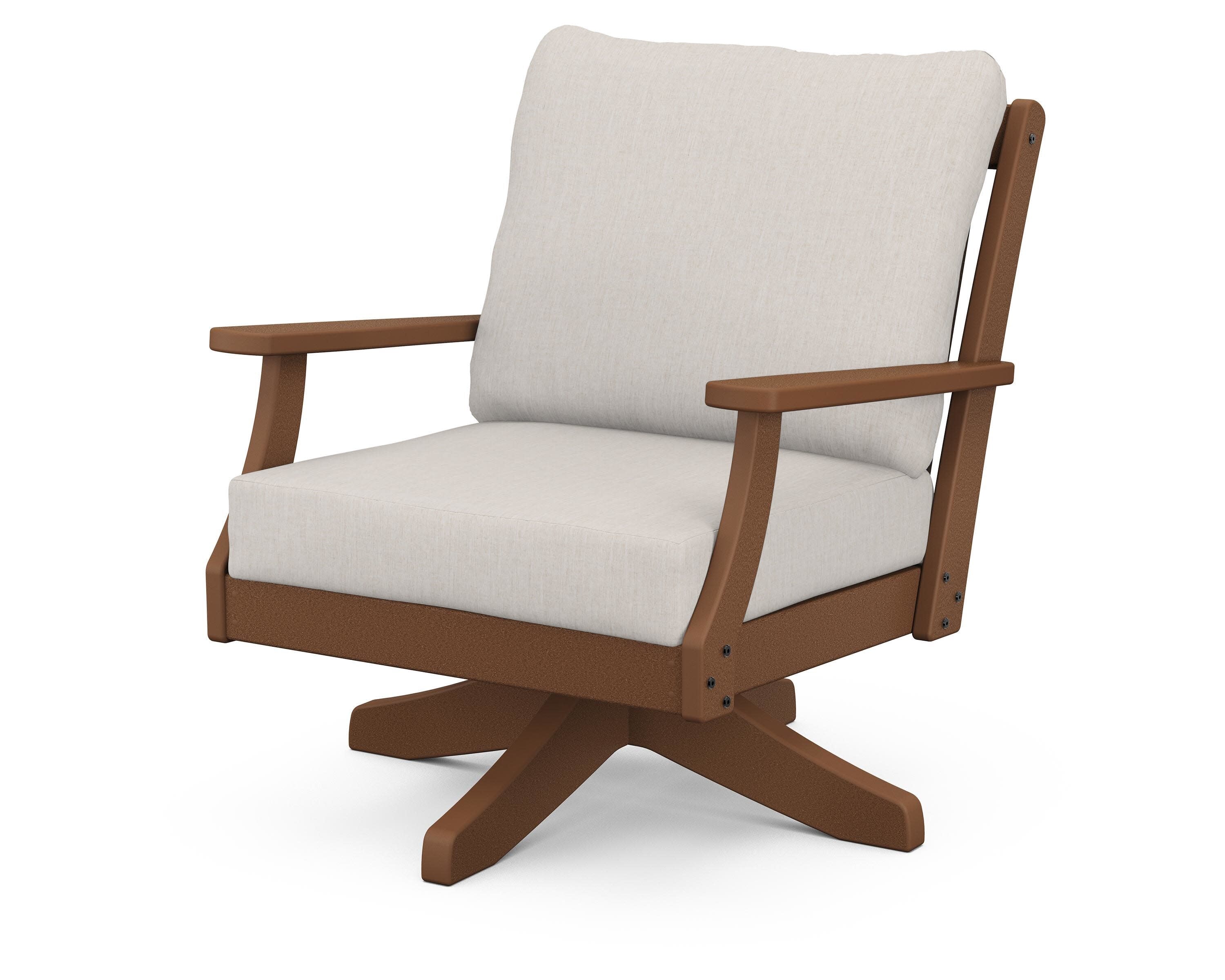 Braxton Deep Seating Swivel Chair in Teak / Cast Ash
