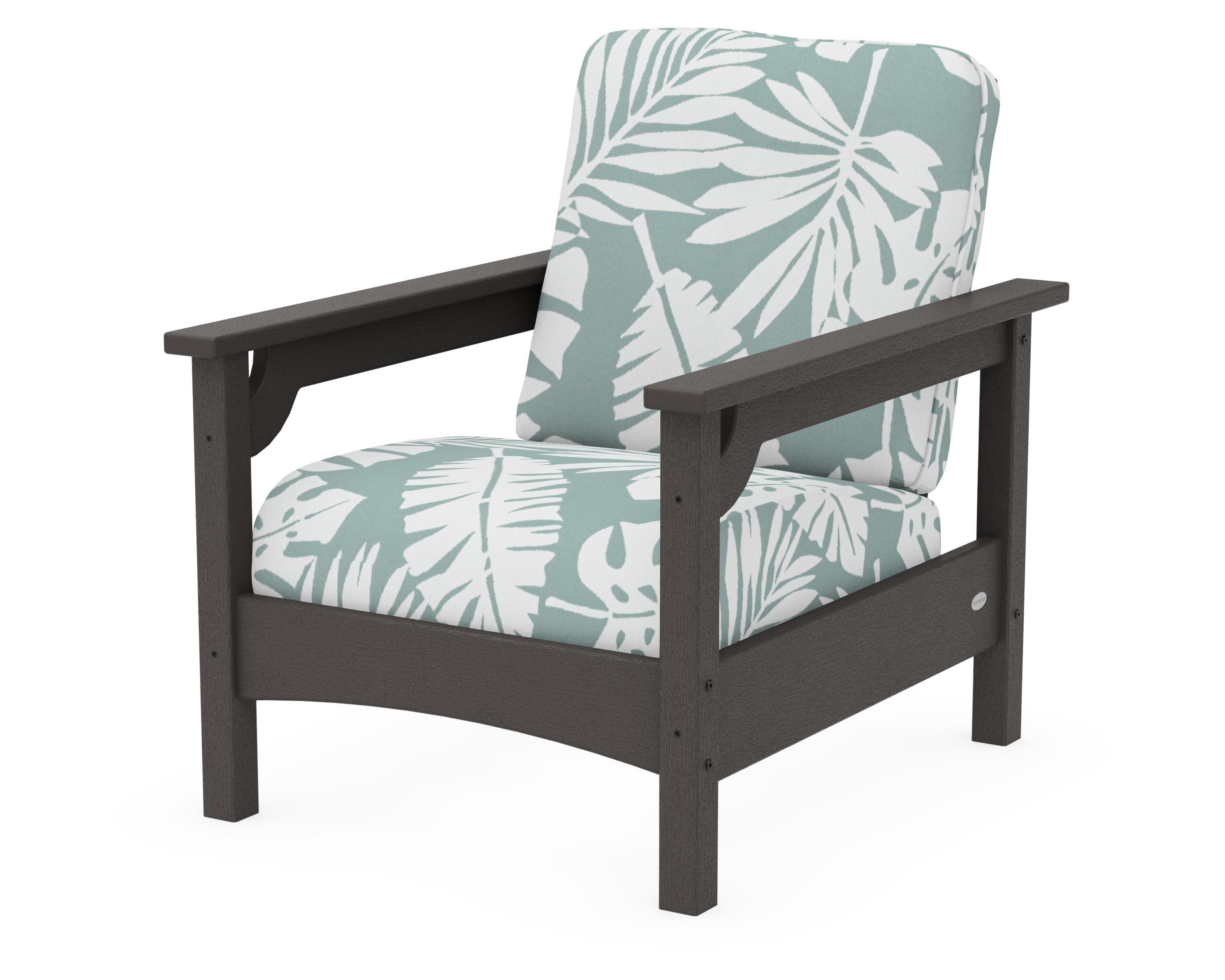 Club Chair in Vintage Coffee / Leaf Glacier Spa