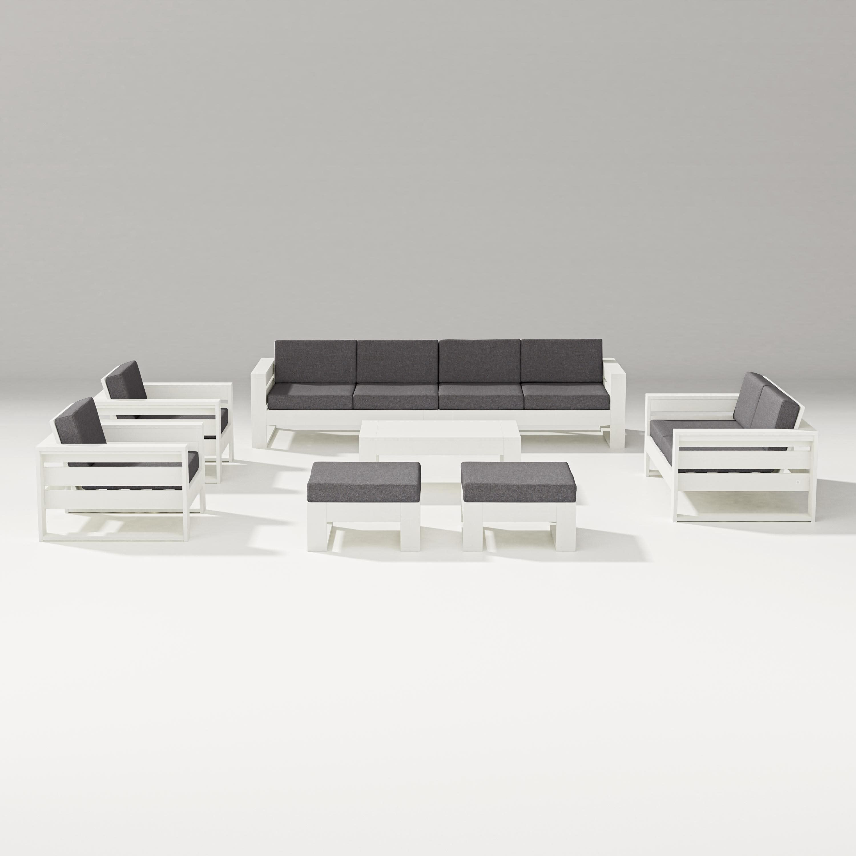 Latitude 8-Piece Lounge Sofa Set in Vintage White / Ash Charcoal