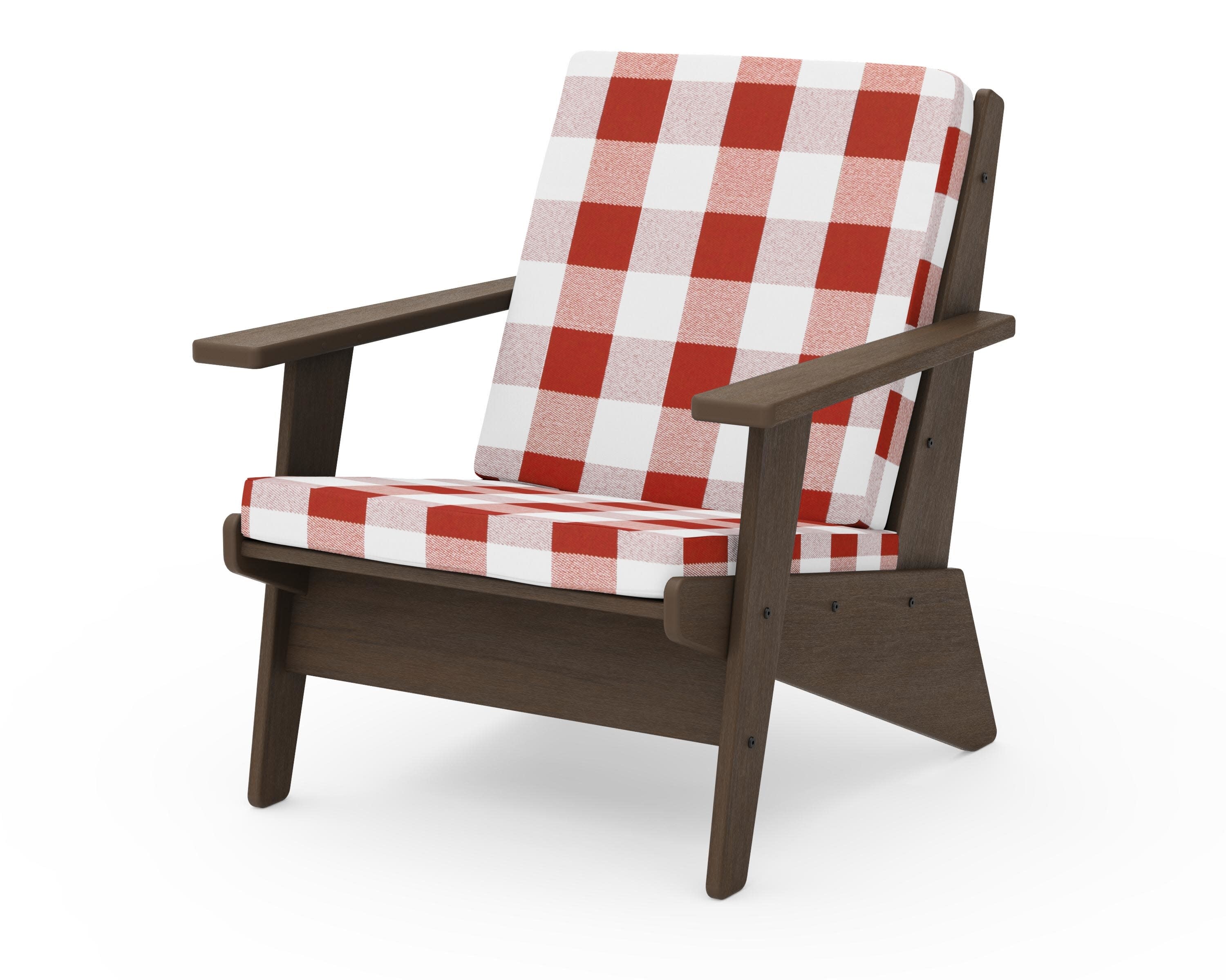 Riviera Modern Lounge Chair in Kona / Buffalo Plaid Crimson