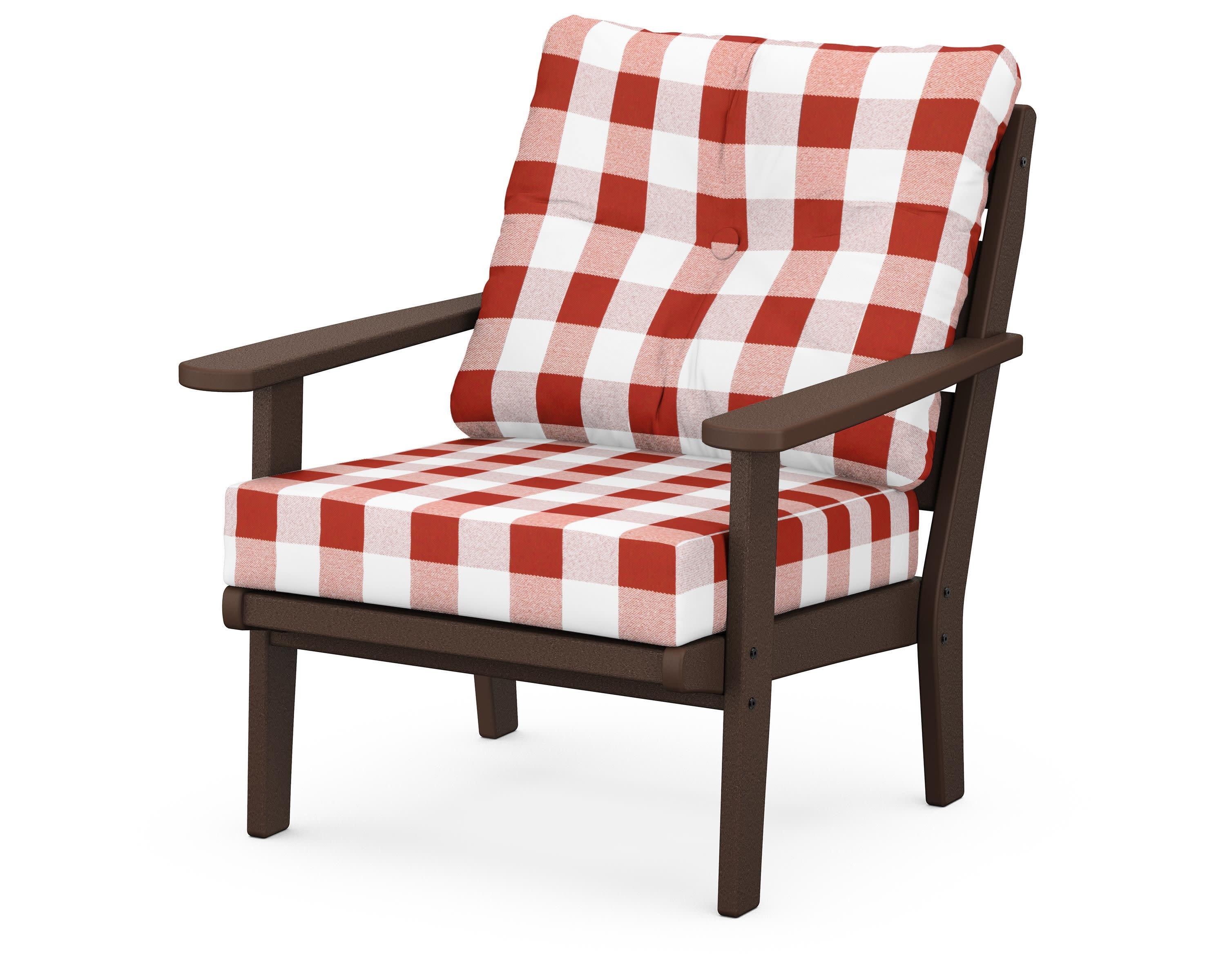 Lakeside Deep Seating Chair in Mahogany / Buffalo Plaid Crimson