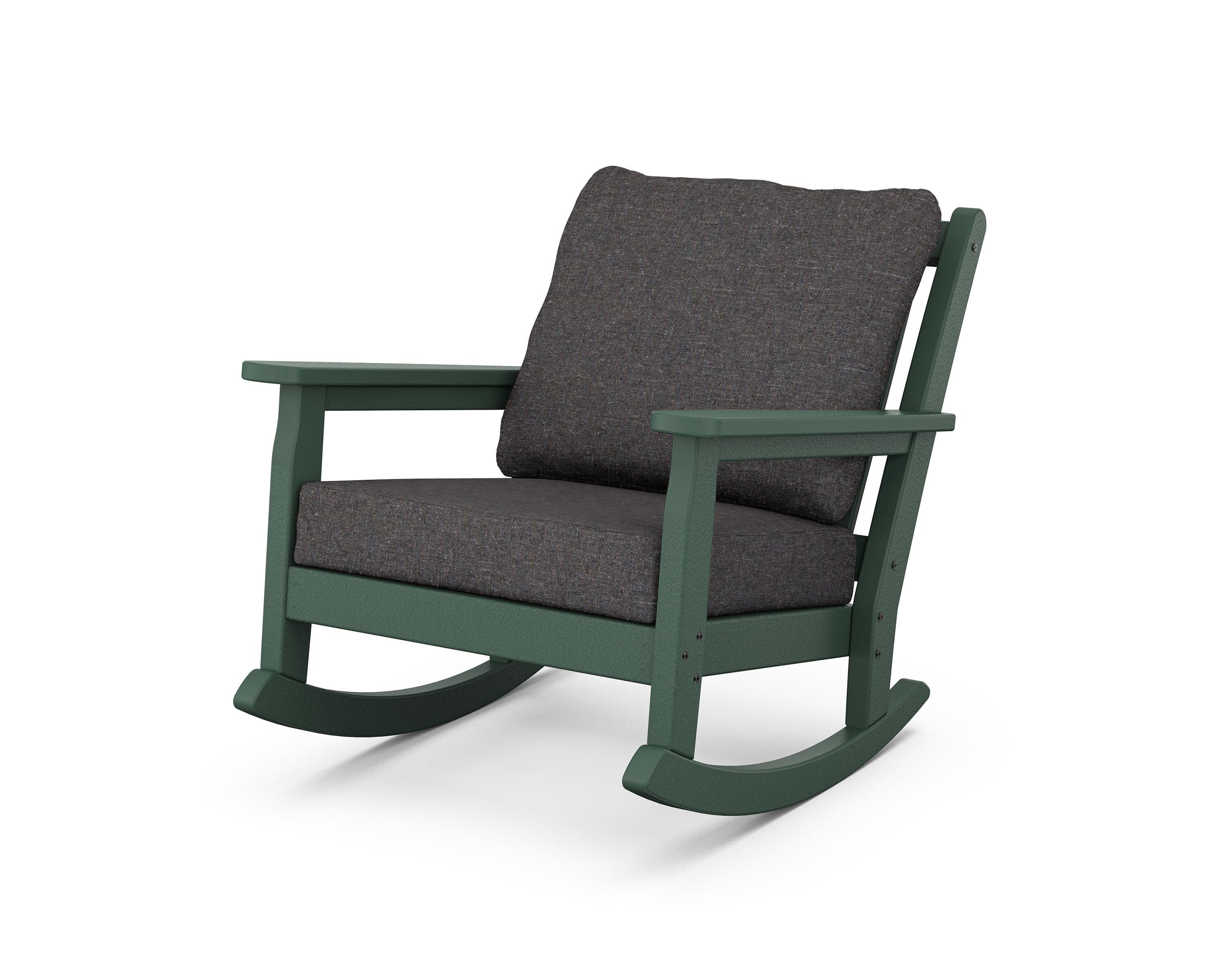 Chippendale Deep Seating Rocking Chair in Green / Ash Charcoal