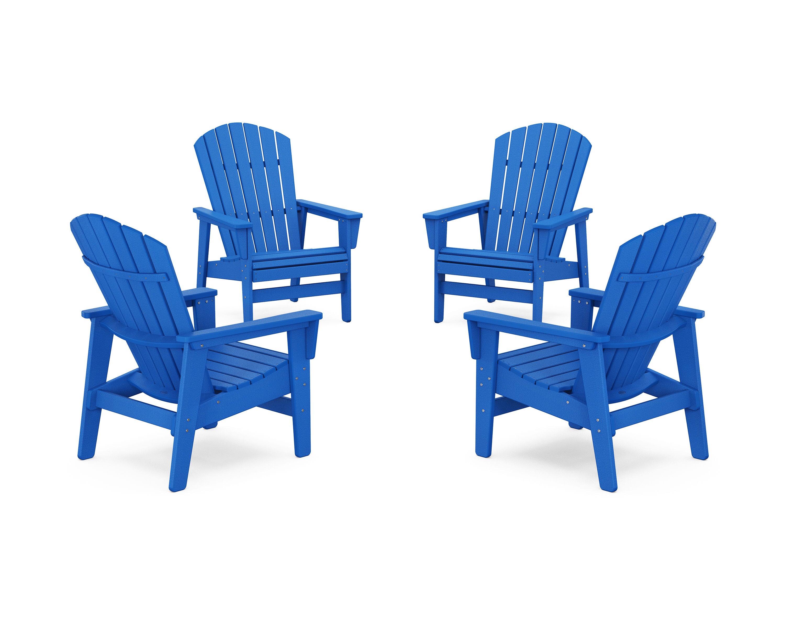 4-Piece Nautical Grand Upright Adirondack Chair Conversation Set in Pacific Blue