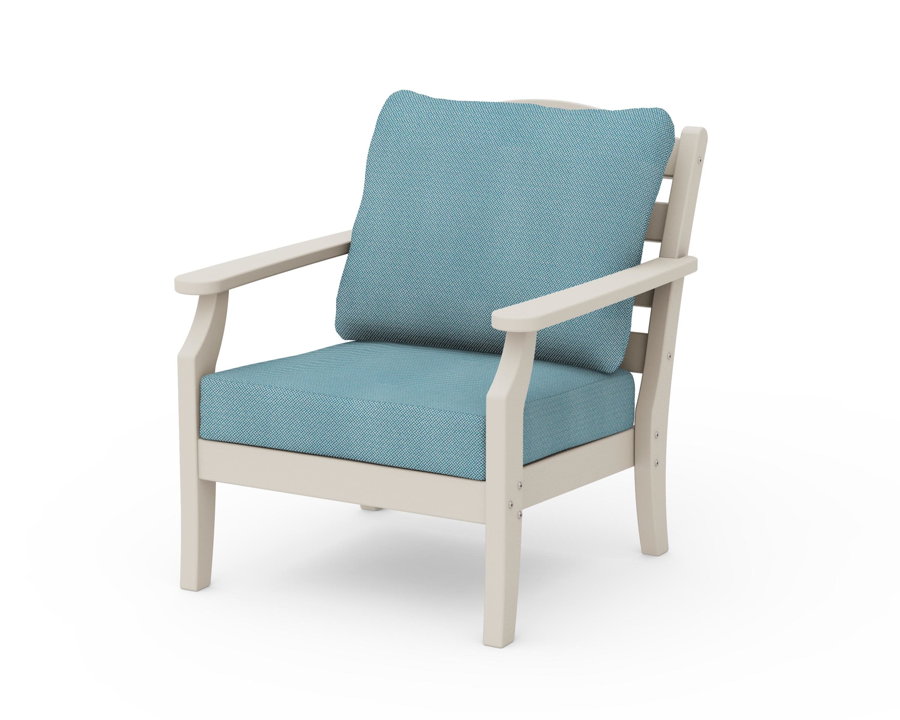 Savannah Deep Seating Chair in Sand / Lattice Sky Blue