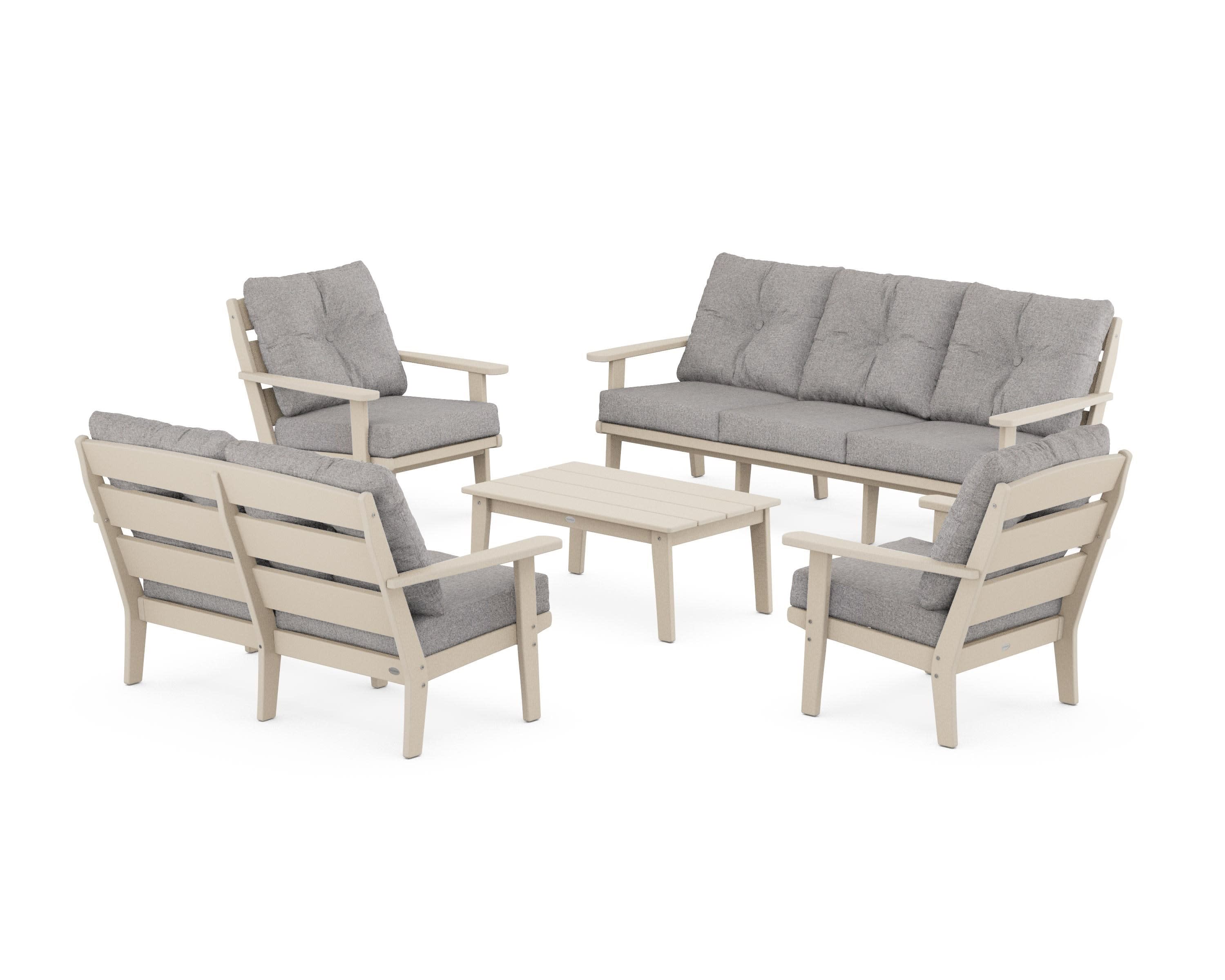 Lakeside 5-Piece Lounge Sofa Set in Sand / Grey Mist