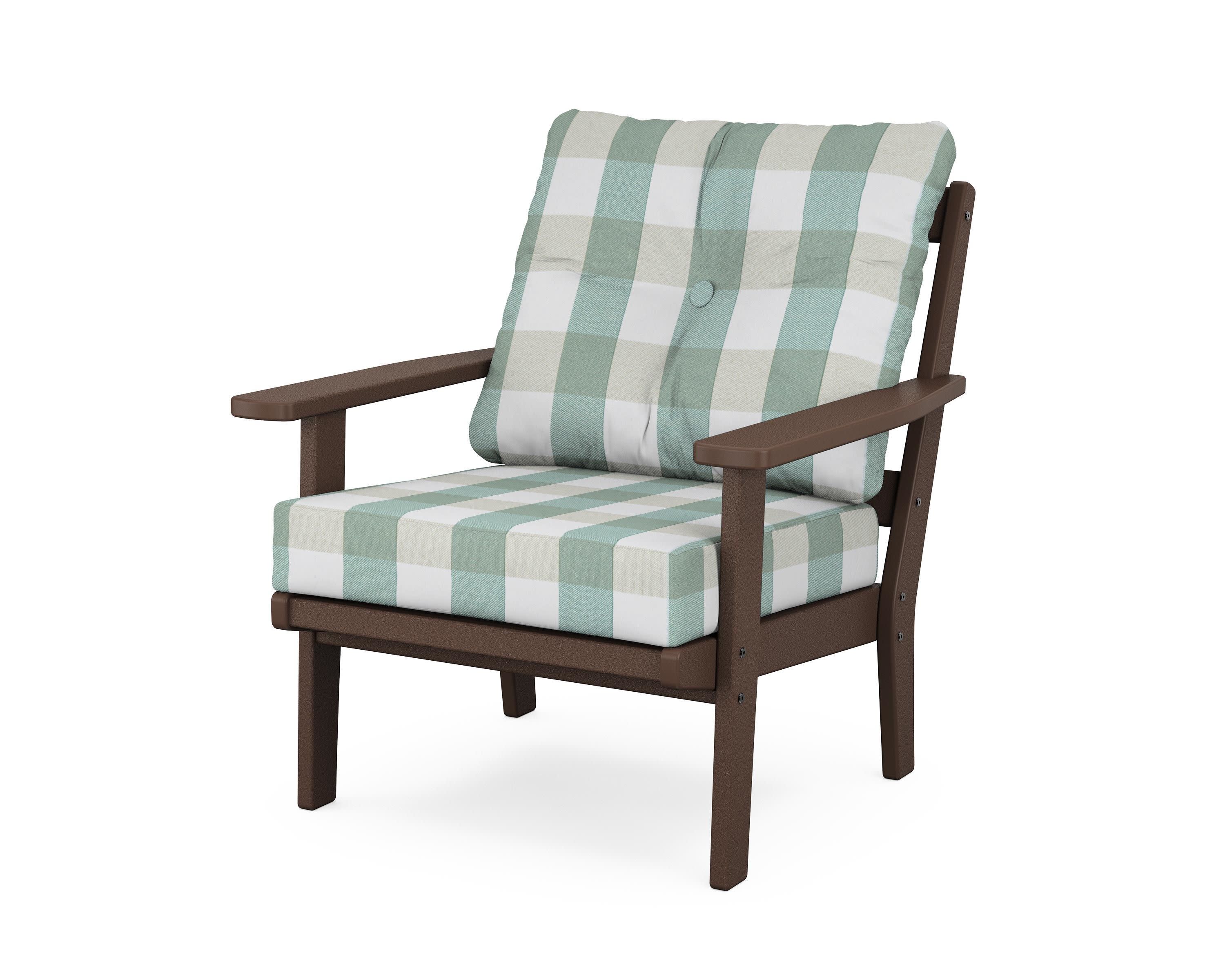 Oxford Deep Seating Chair in Mahogany / Buffalo Plaid Glacier Spa