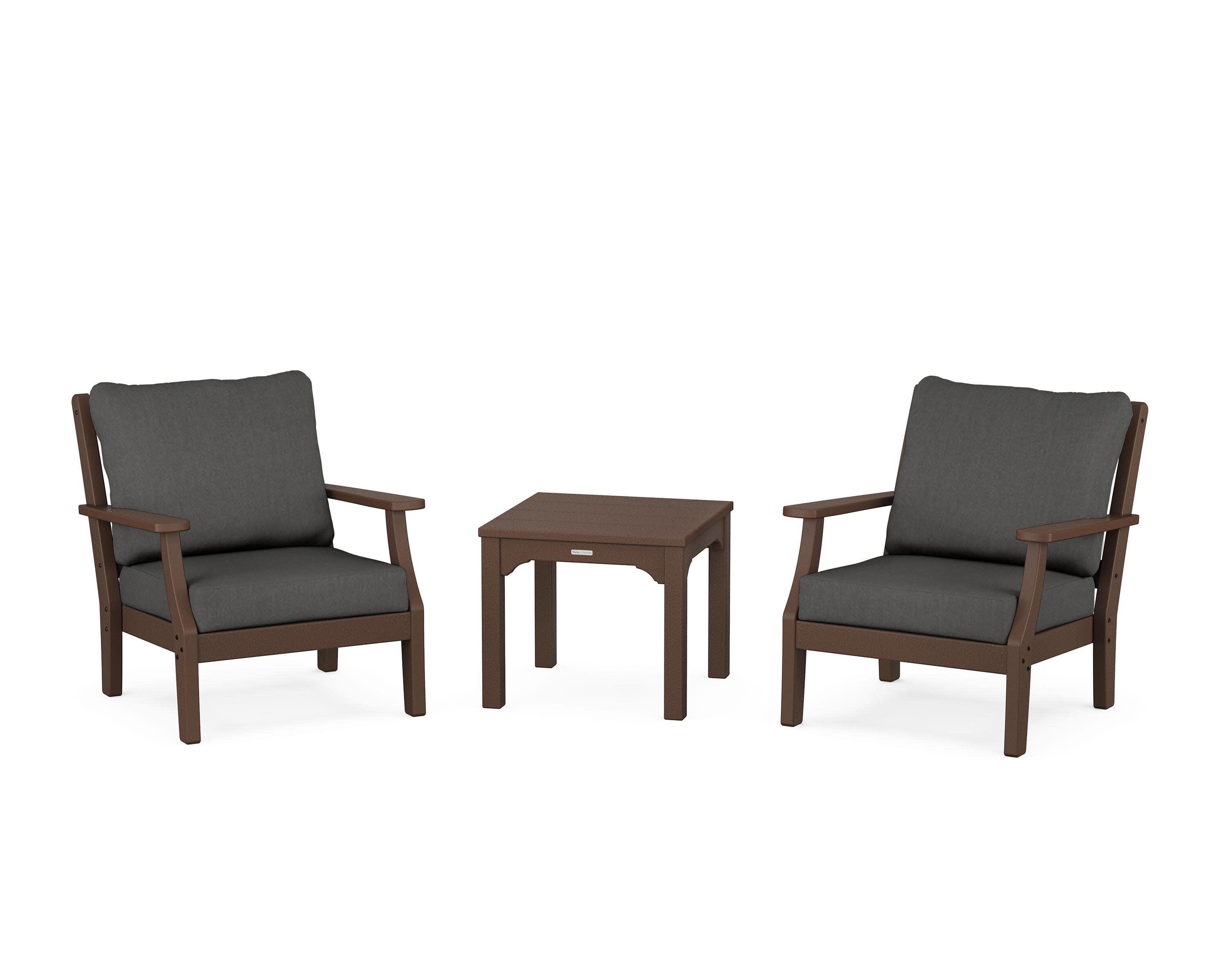 Chinoiserie 3-Piece Deep Seating Set in Mahogany / Spectrum Carbon