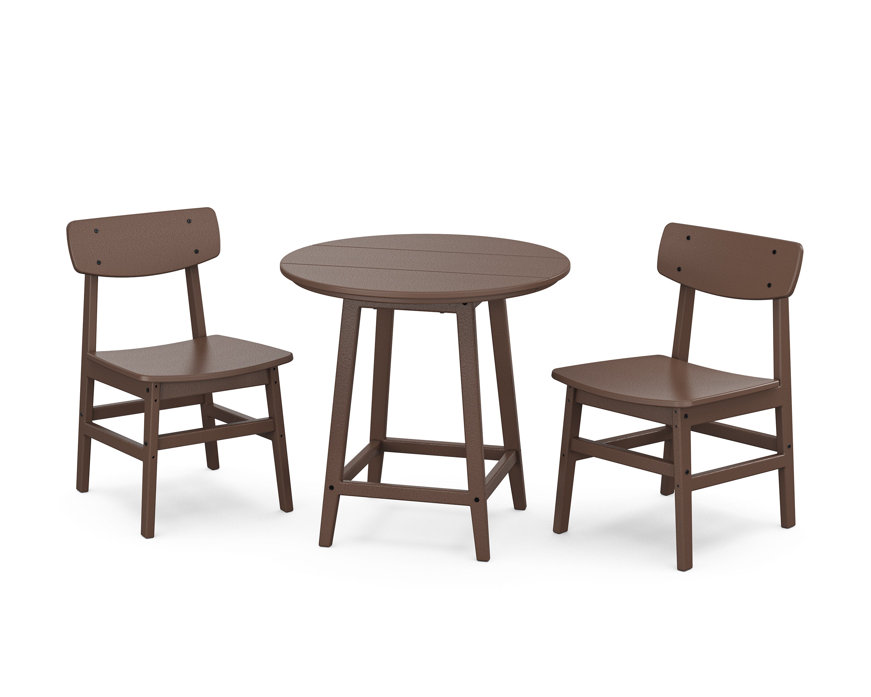 Modern Studio Urban Chair 3-Piece Round Bistro Dining Set in Mahogany