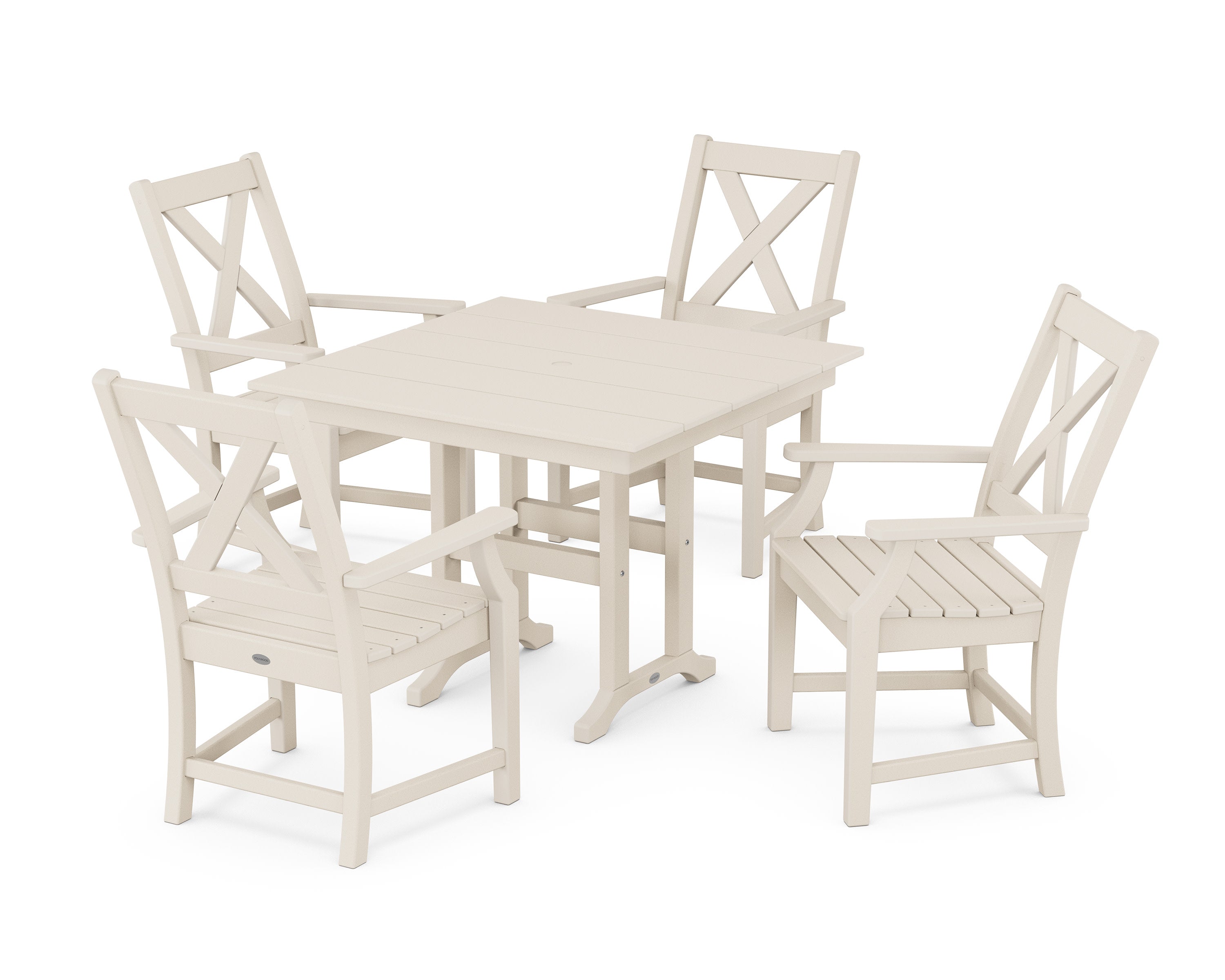 Braxton 5-Piece Farmhouse Dining Set in Sand