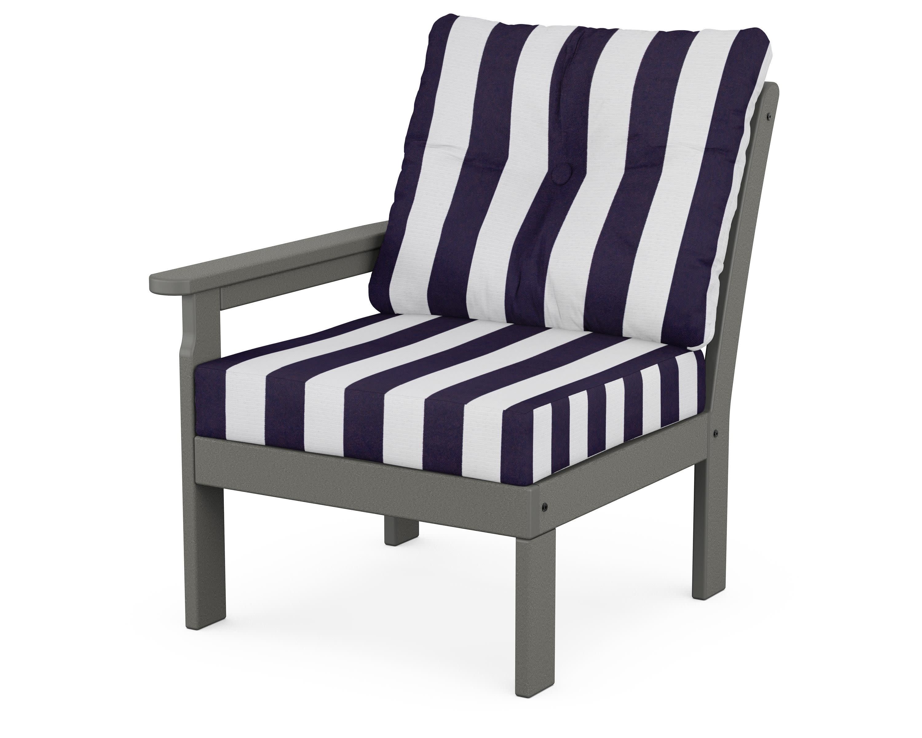 Vineyard Modular Left Arm Chair in Slate Grey / Cabana Stripe Navy