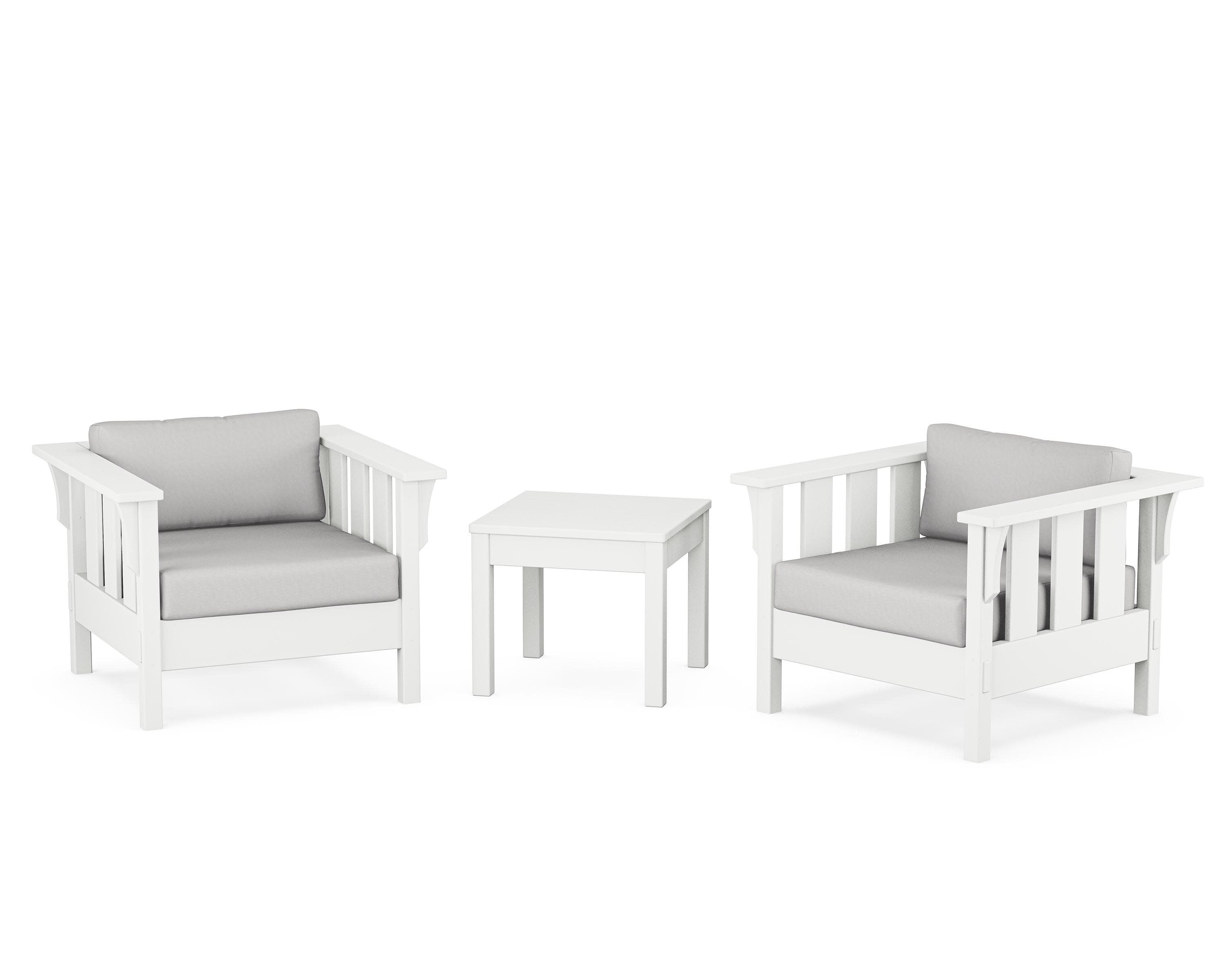 Acadia 3-Piece Deep Seating Set in White / Diamond in the Rough