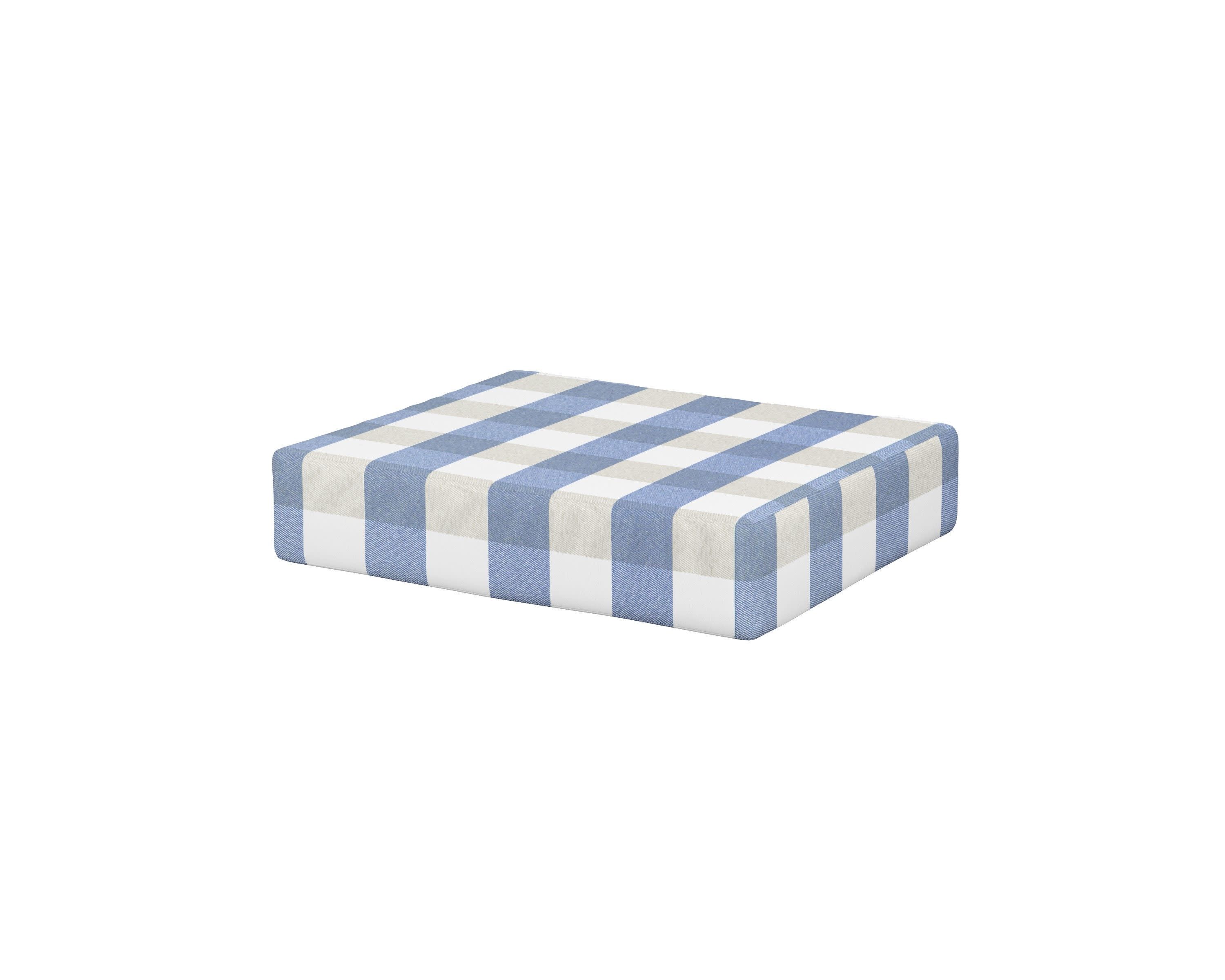 Acadia Ottoman Cushion in Buffalo Plaid Sky Blue