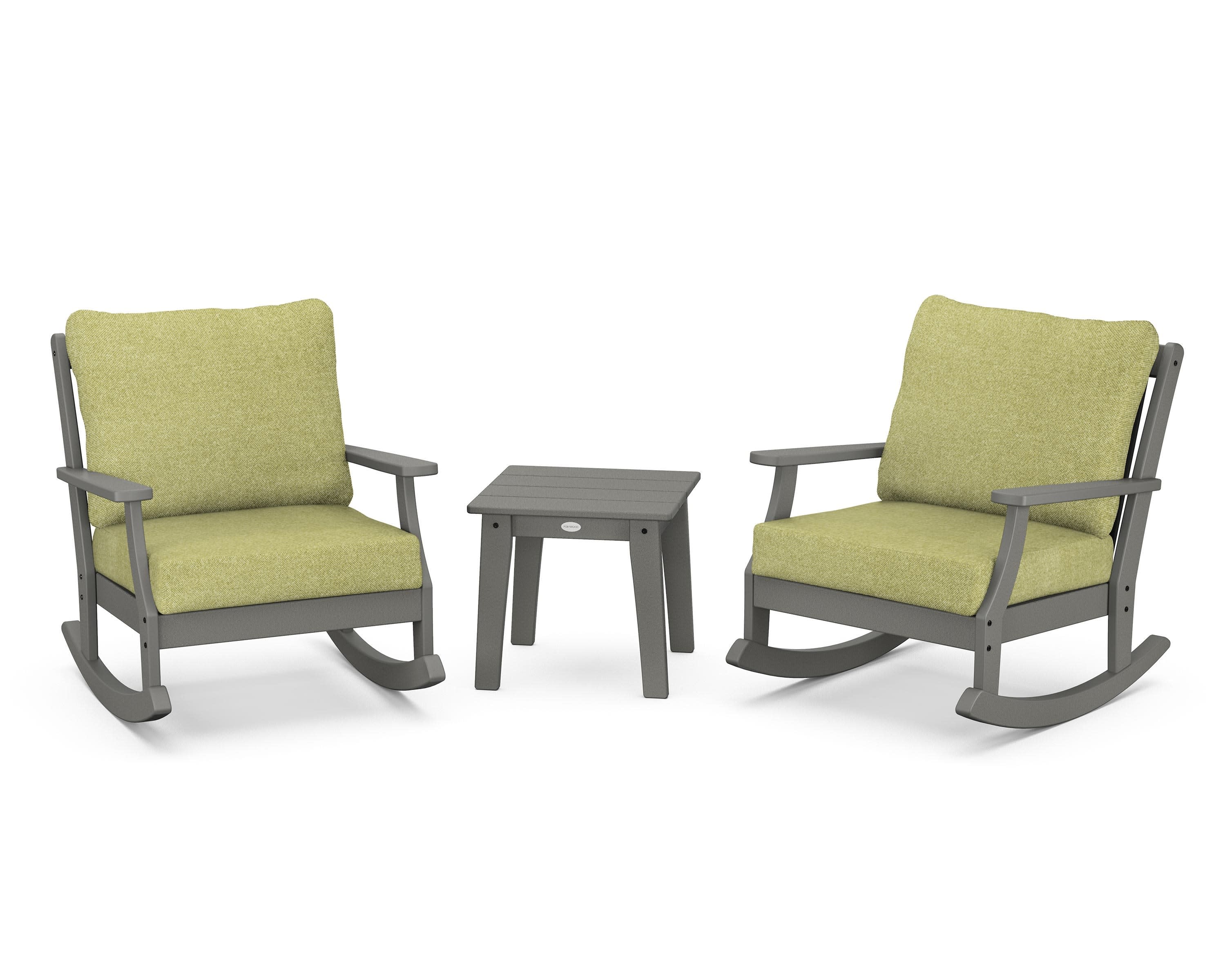Braxton 3-Piece Deep Seating Rocker Set in Slate Grey / Chartreuse Boucle