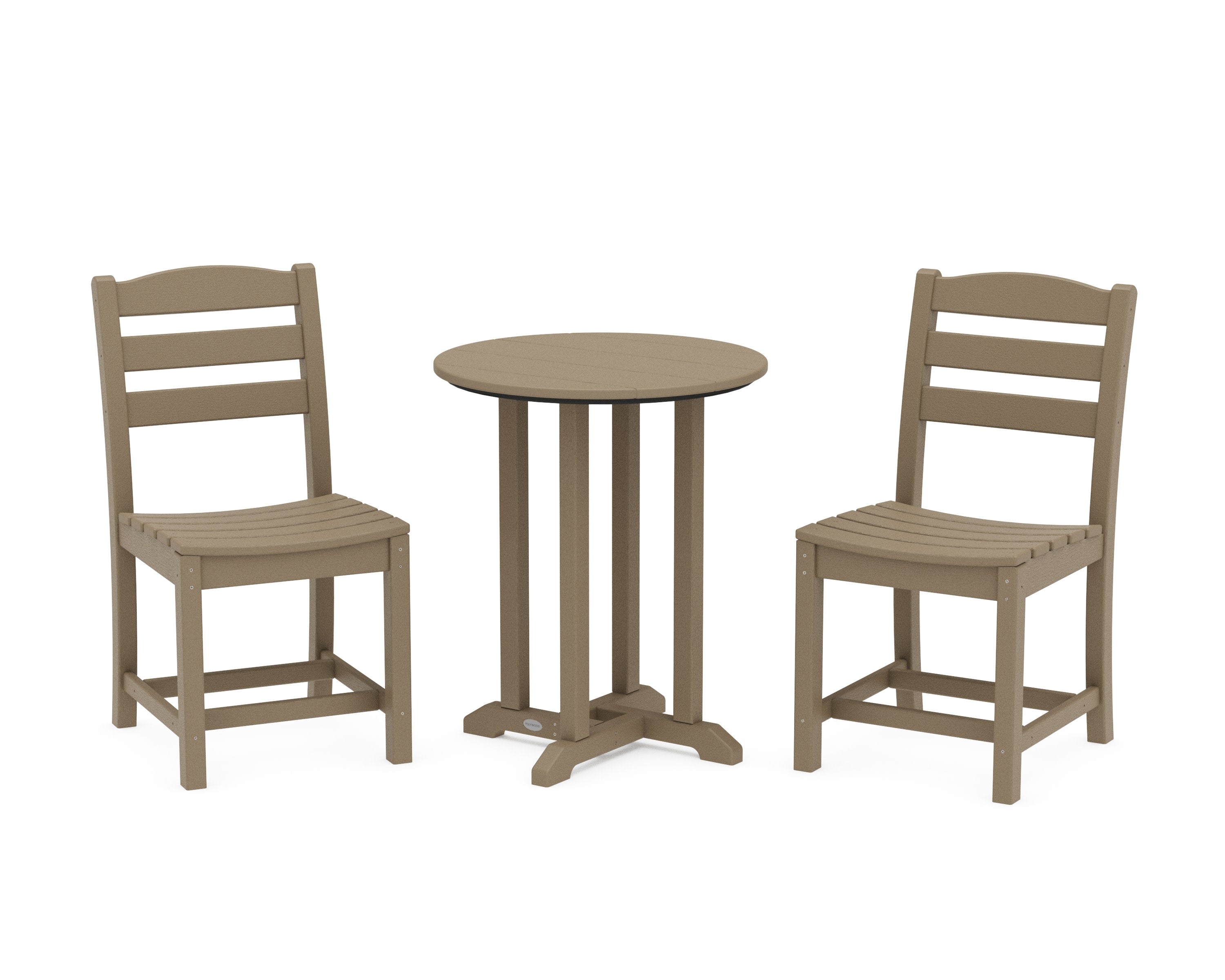 La Casa Caf Side Chair 3-Piece Round Bistro Dining Set in Vintage Sahara