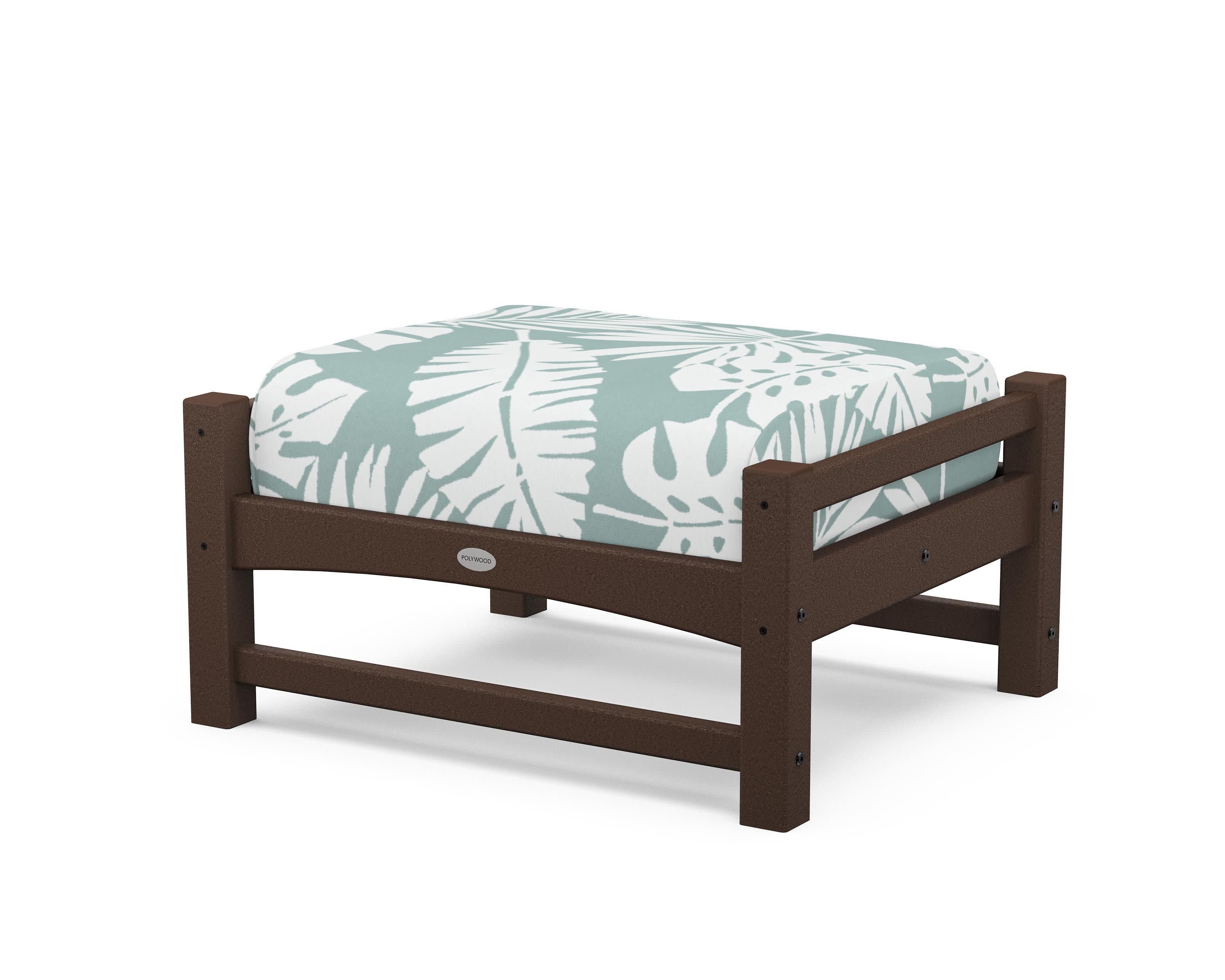 Club Ottoman in Mahogany / Leaf Glacier Spa