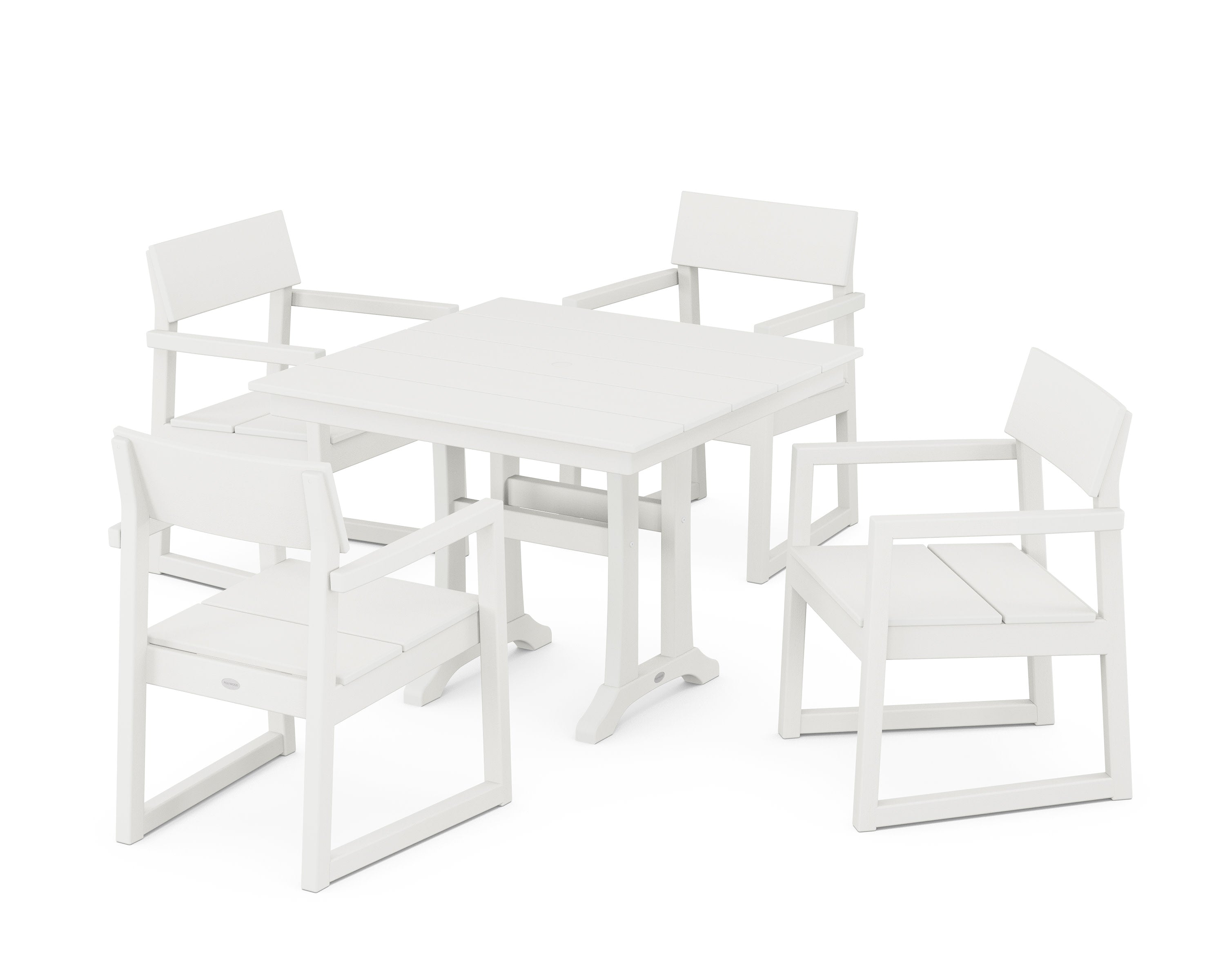 EDGE 5-Piece Farmhouse Dining Set With Trestle Legs in Vintage White