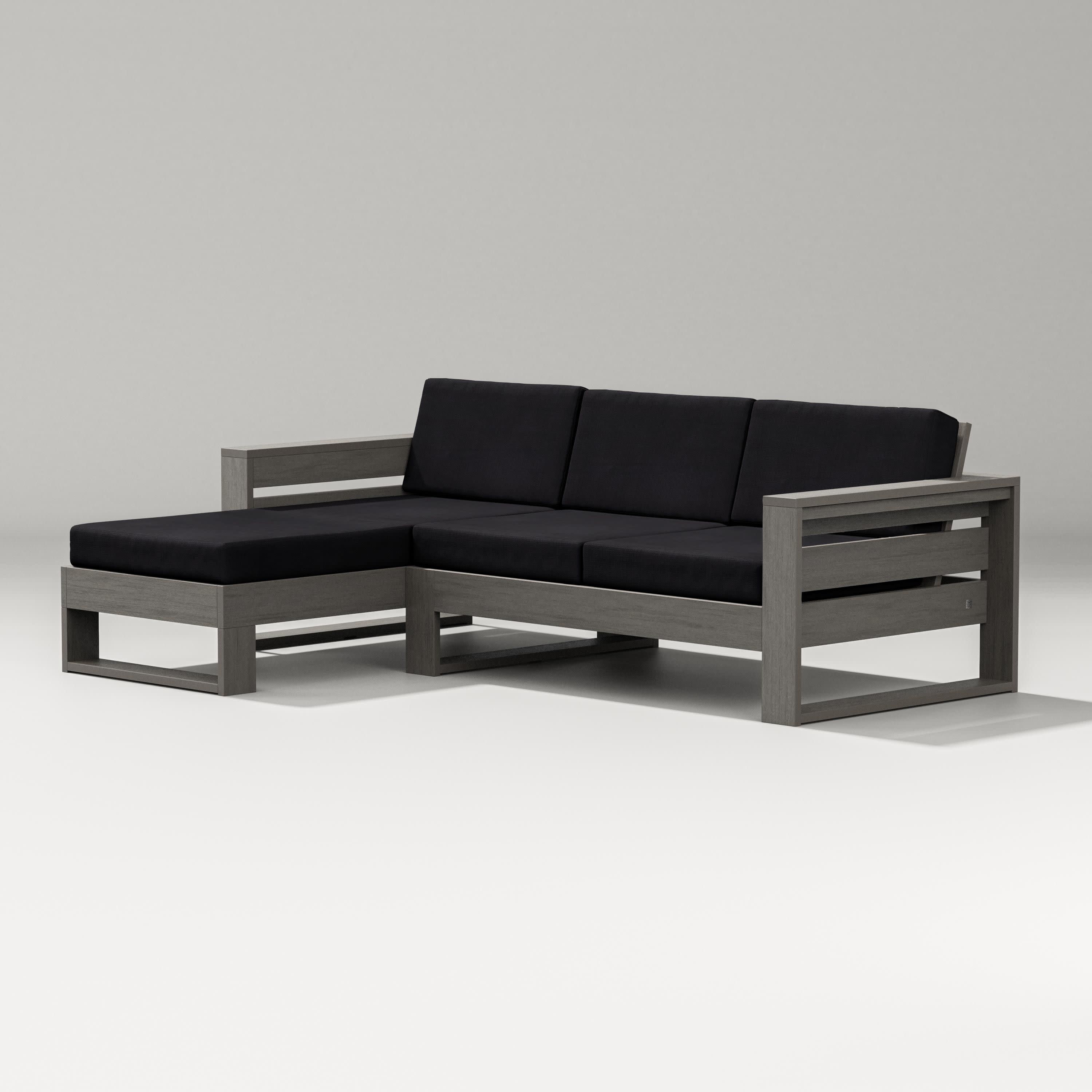 Latitude Left Chaise Sectional in Driftwood / Midnight Linen