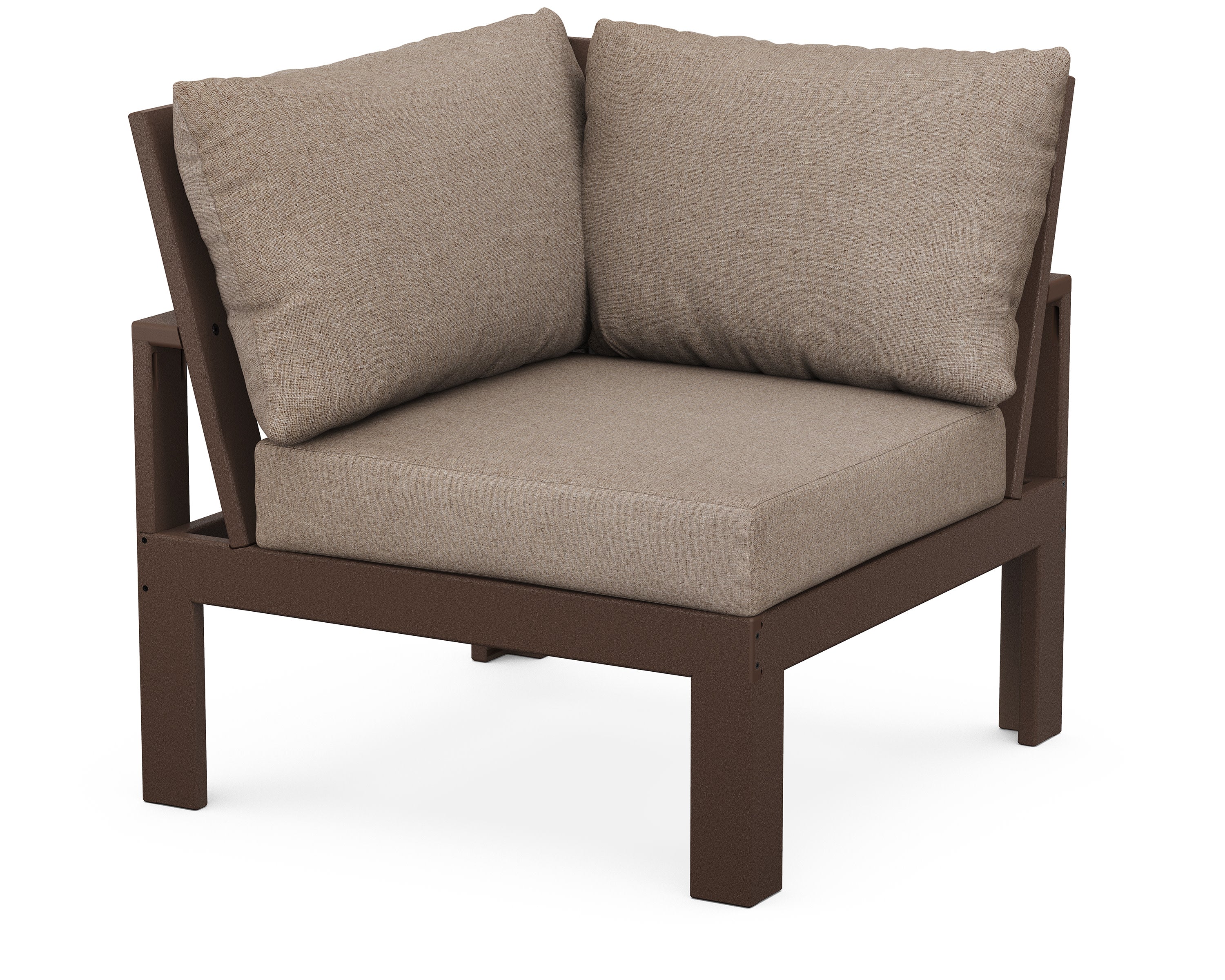 Modular Corner Chair in Mahogany / Spiced Burlap