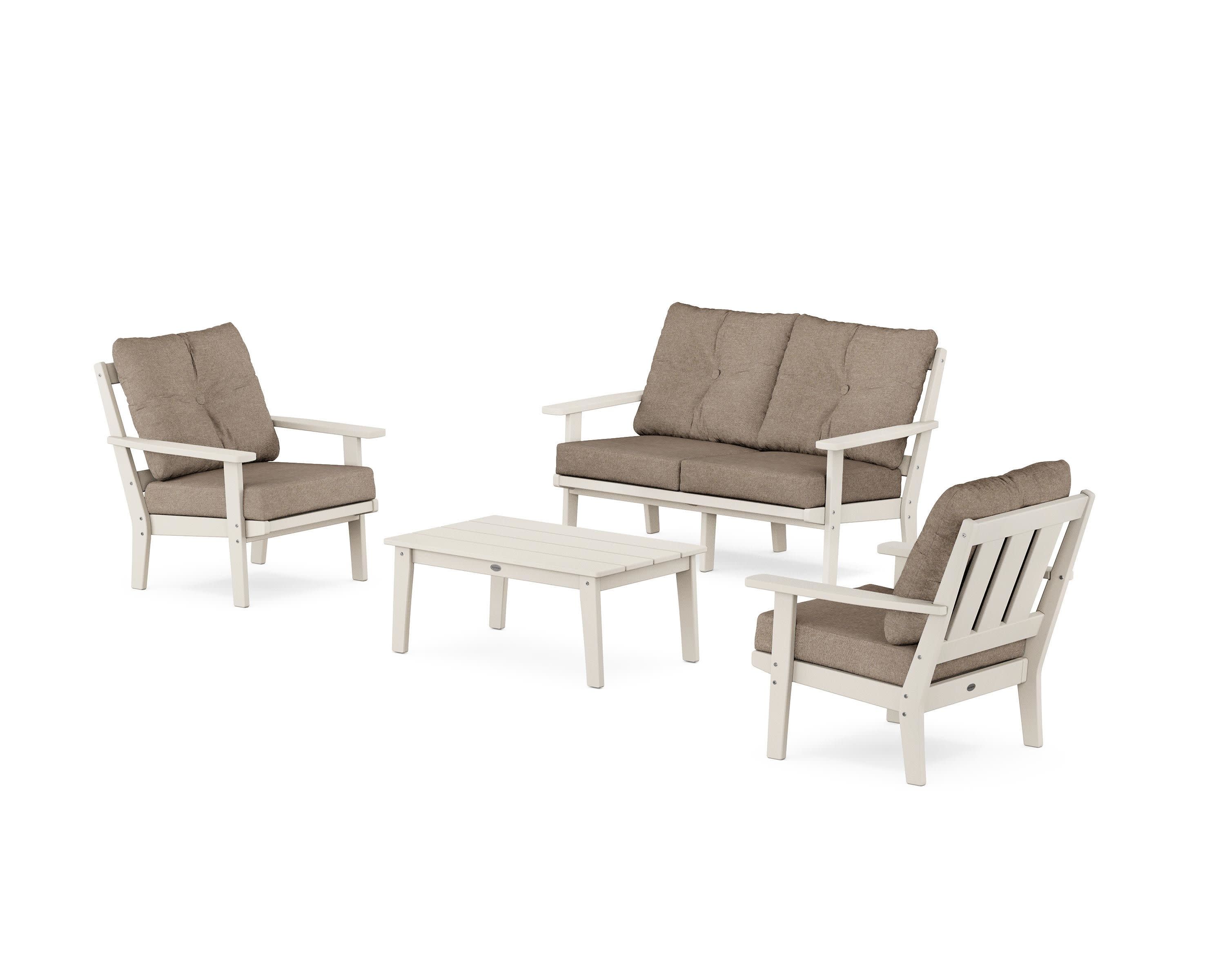 Oxford 4-Piece Deep Seating Set with Loveseat in Sand / Spiced Burlap